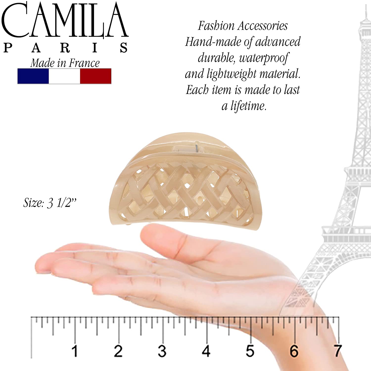 Camila Paris Spring Covered French hair clip cellulose acetate