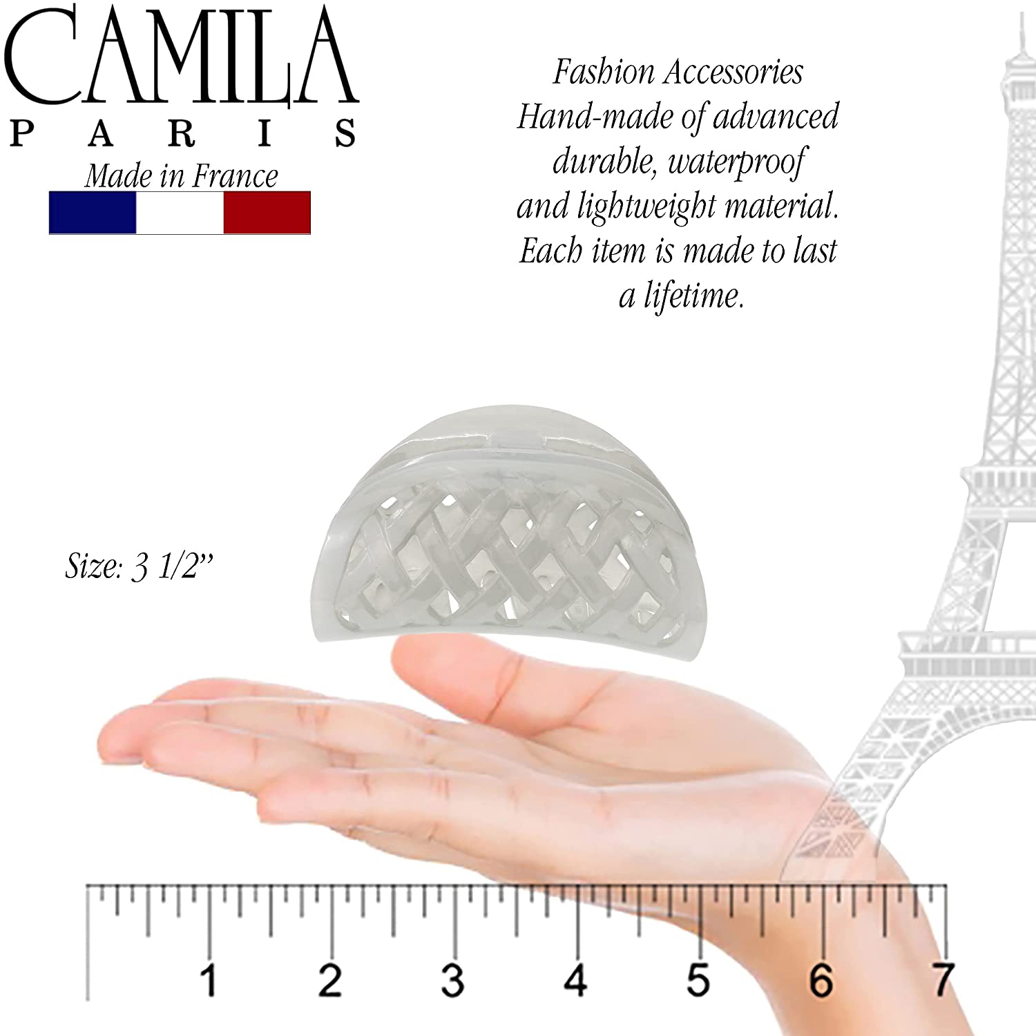 Camila Paris Spring Covered French hair clip cellulose acetate