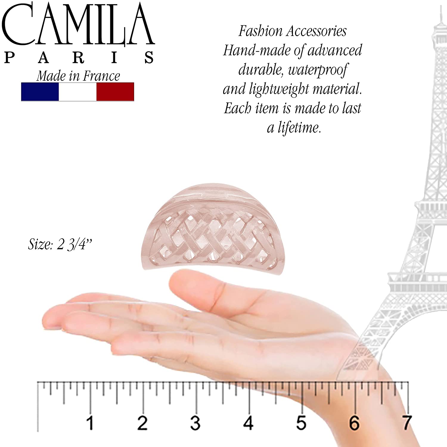 Camila Paris Spring Covered French hair clip cellulose acetate