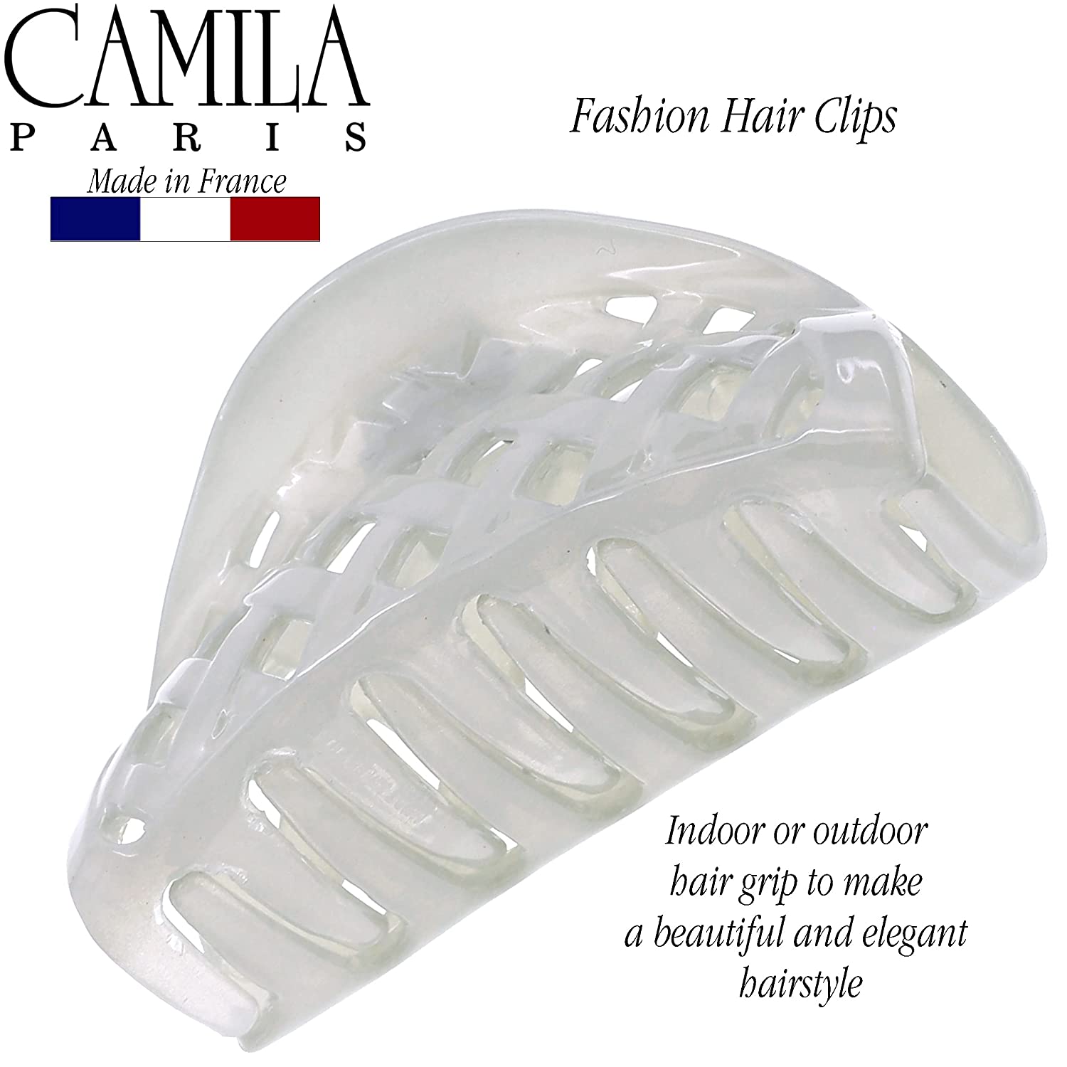 Camila Paris 3.5 Inch Spring Covered French hair clip cellulose acetate