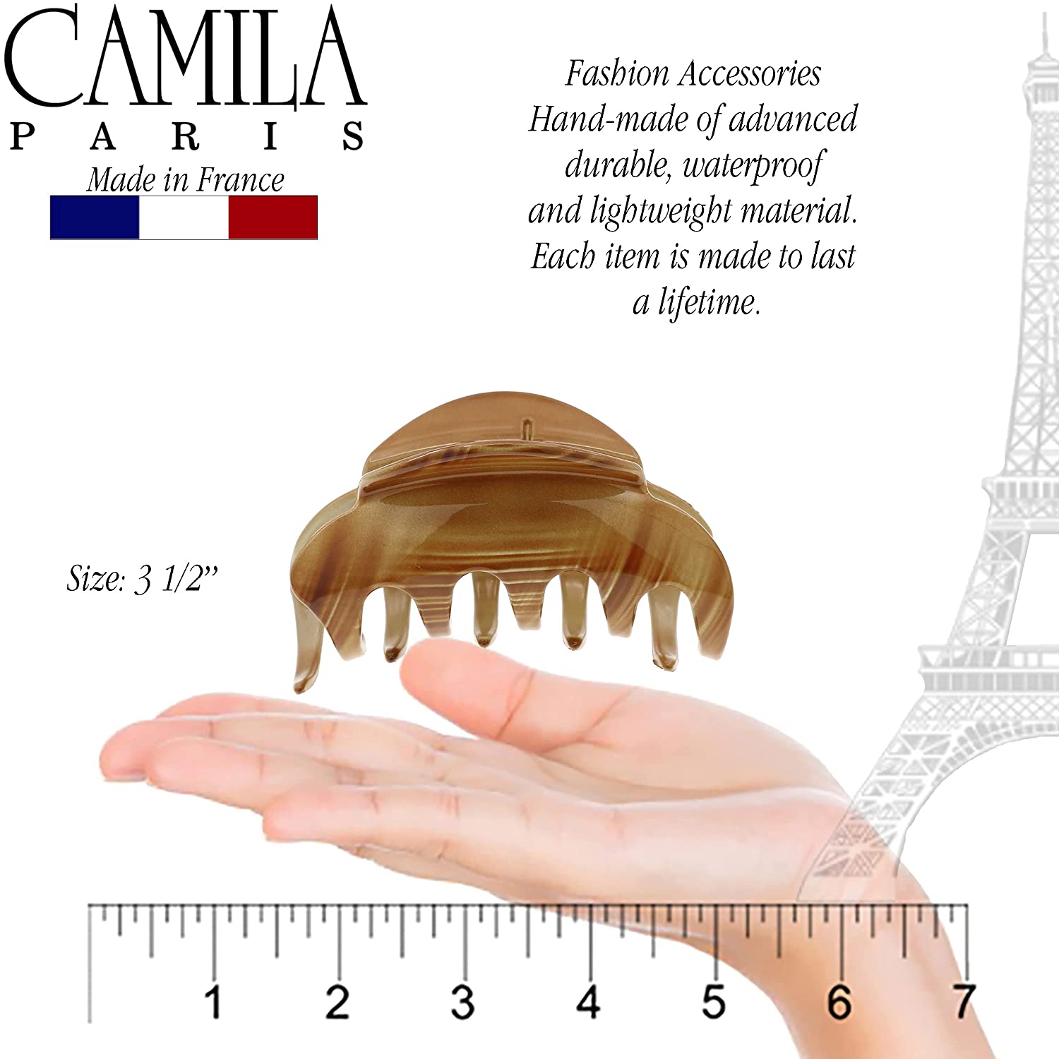 Camila Paris Spring Covered French hair clip cellulose acetate