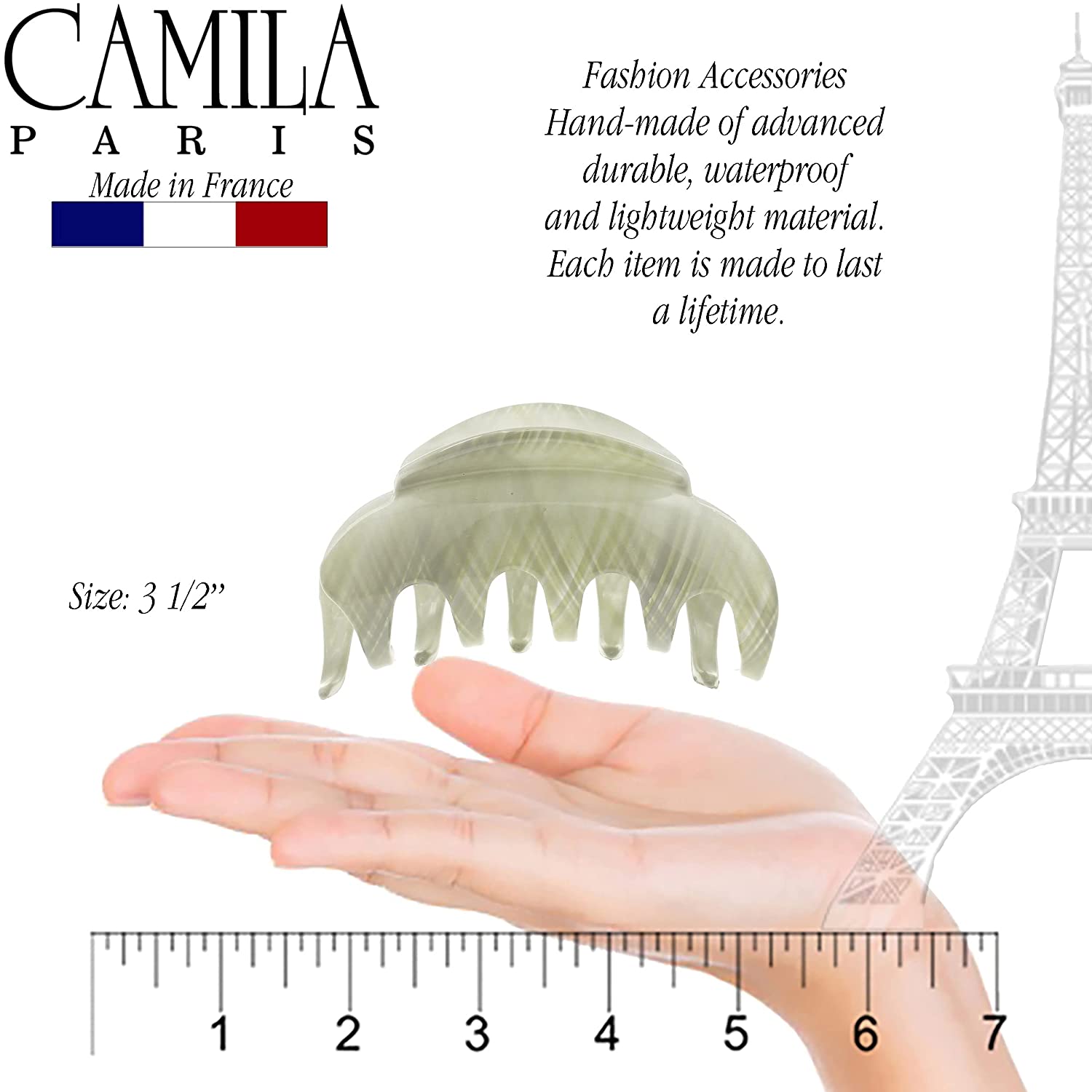 Camila Paris Spring Covered French hair clip cellulose acetate