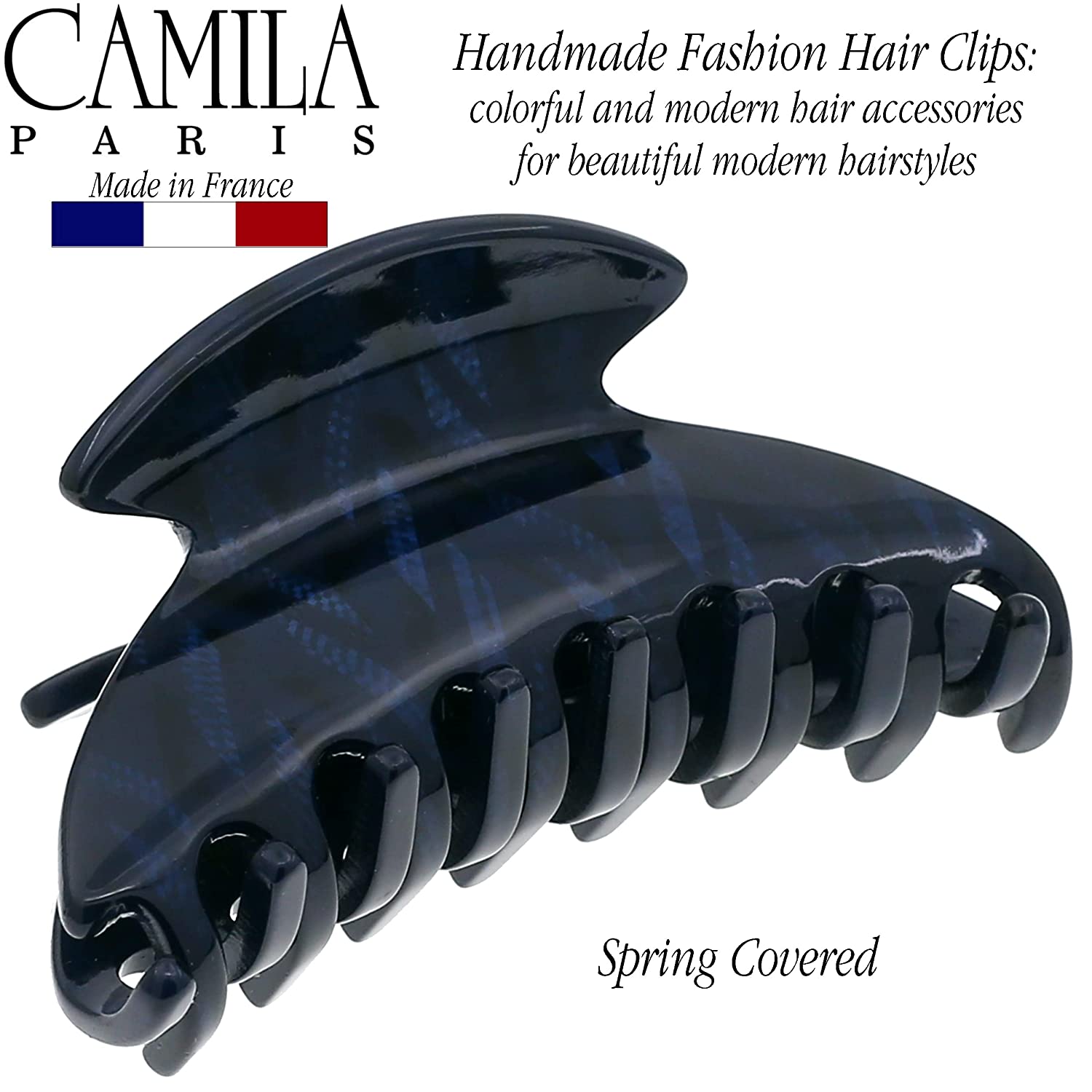 Camila Paris Spring Covered French hair clip cellulose acetate handmade