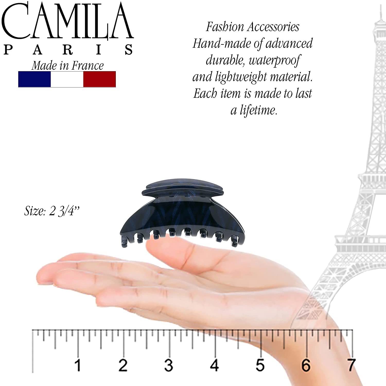 Camila Paris Spring Covered French hair clip cellulose acetate handmade