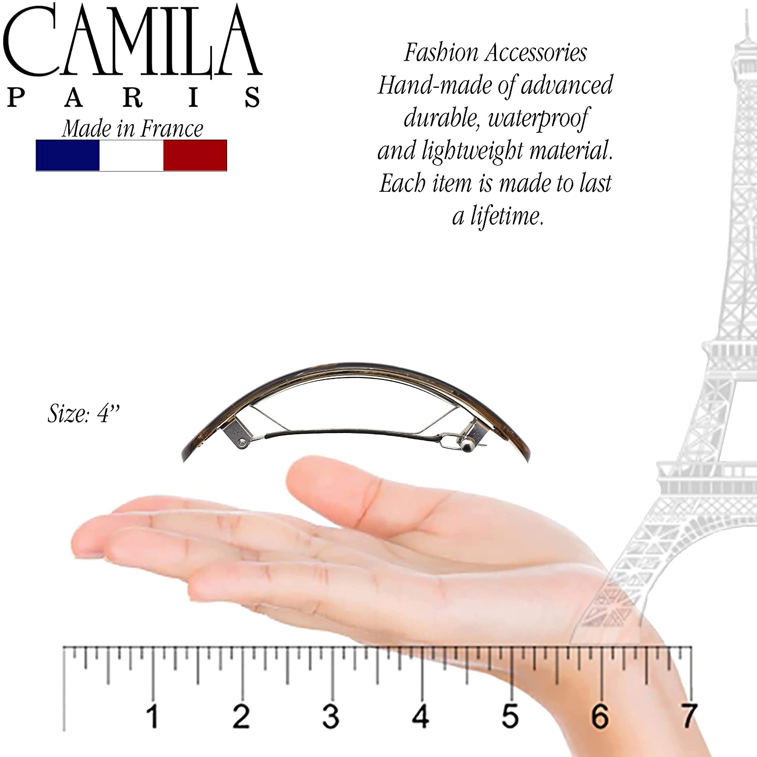 Camila Paris Bordeaux Hand Painted French barrette cellulose acetate