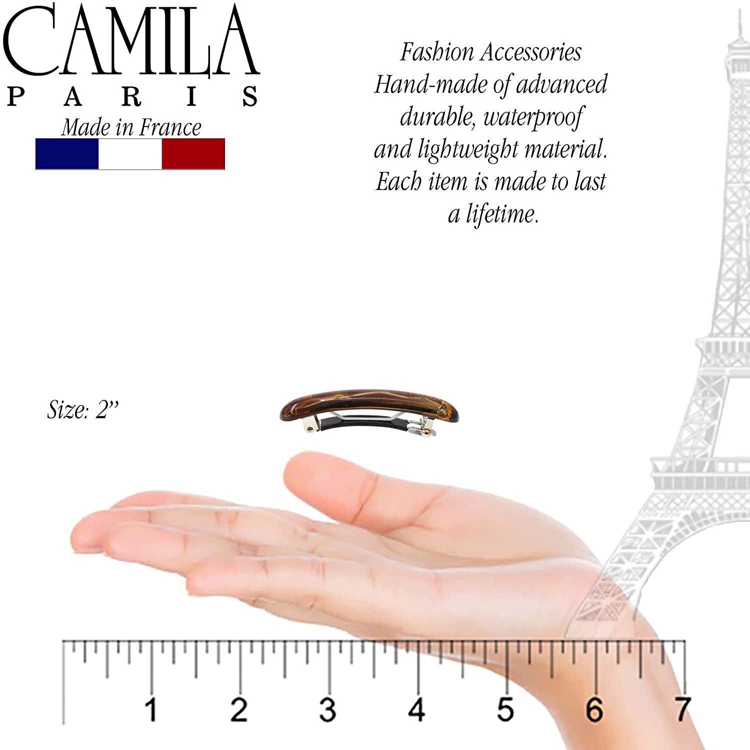 Camila Paris Orange French barrette cellulose acetate