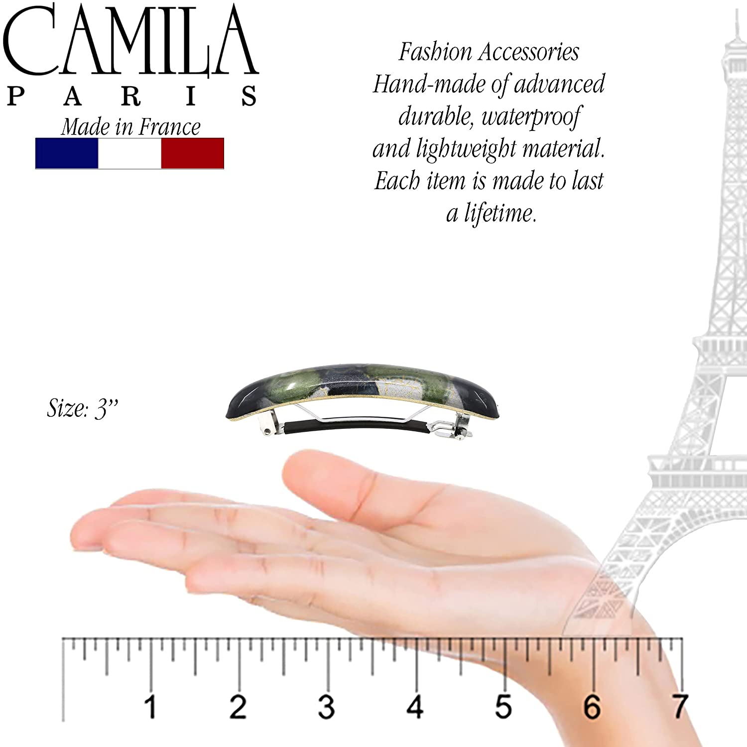 Camila Paris 3.75 Inch French barrette cellulose acetate