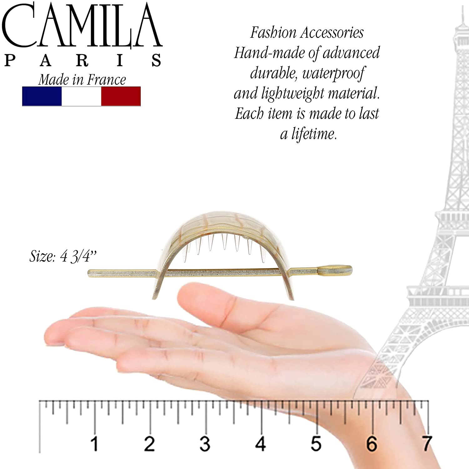 Camila Paris Blue French hair slide cellulose acetate