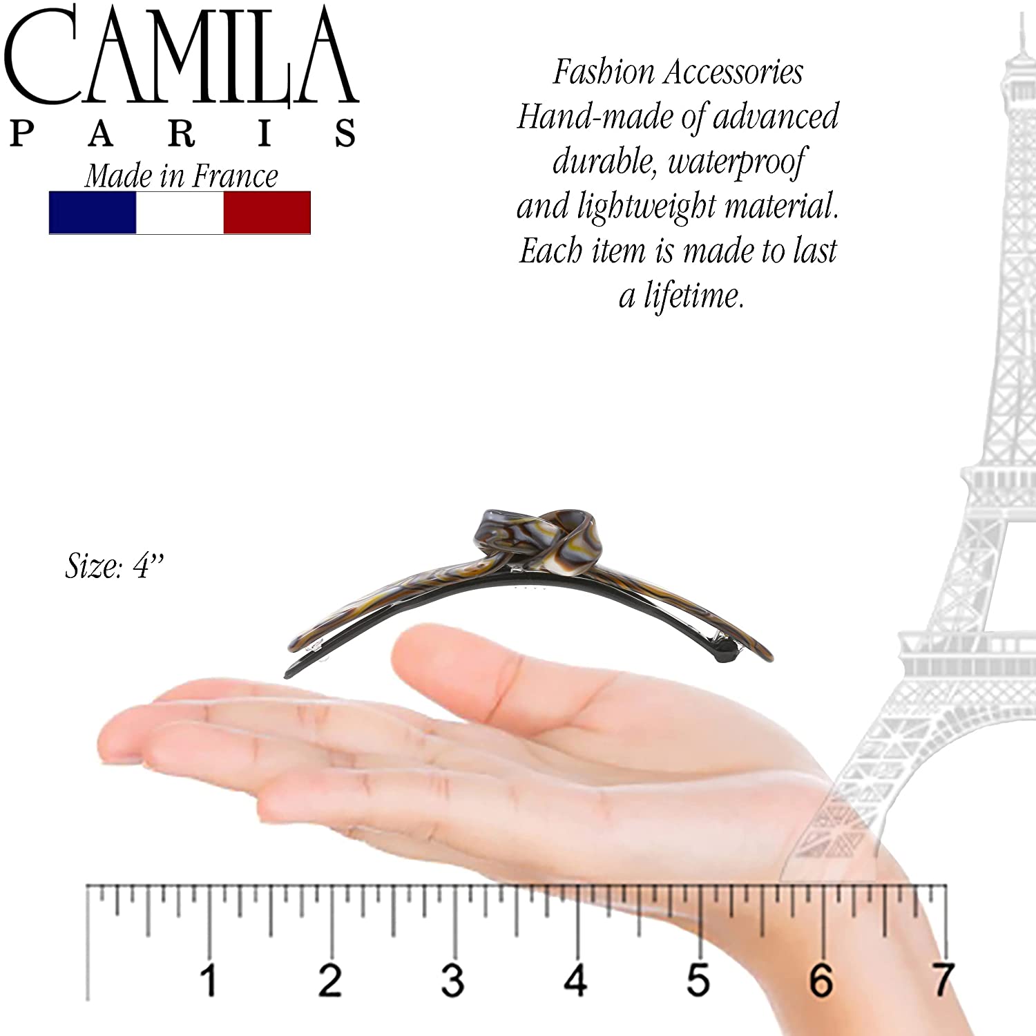 Camila Paris Metal-Free French barrette cellulose acetate handmade