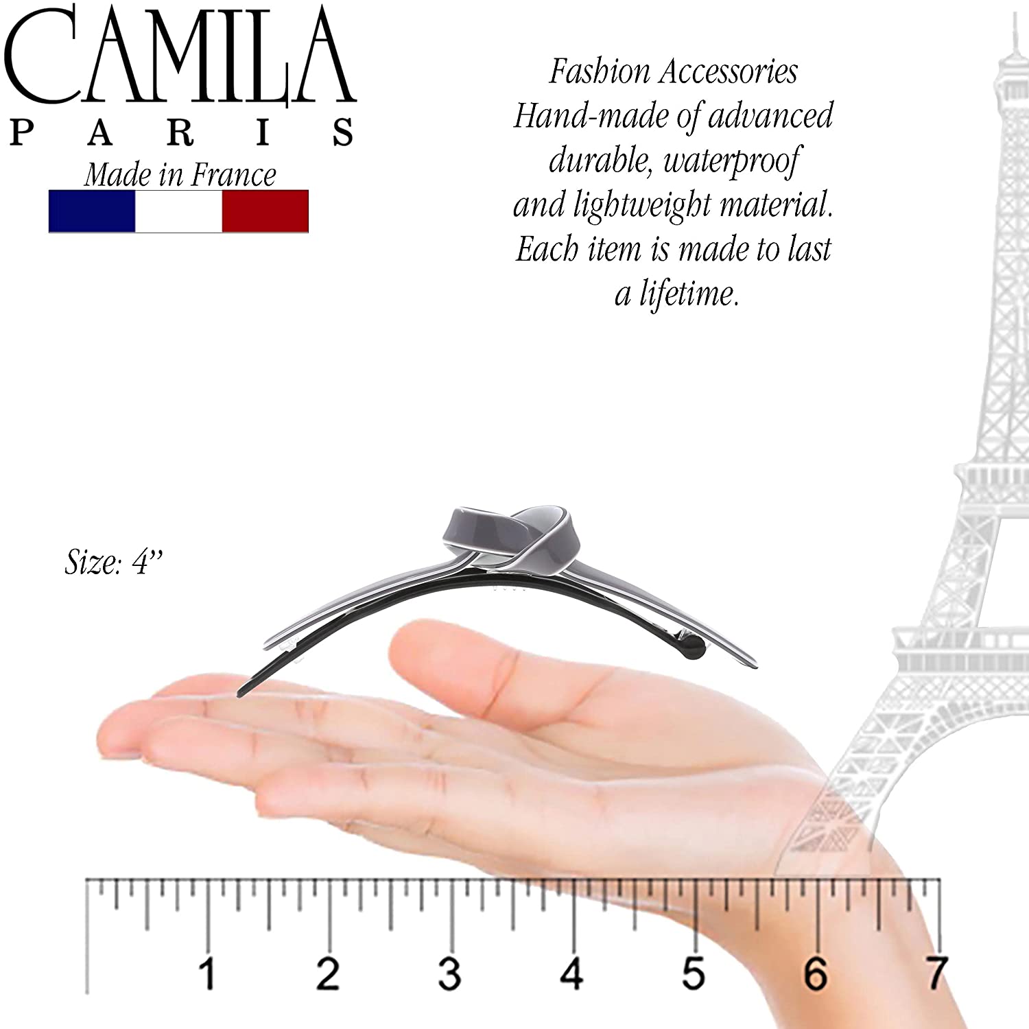 Camila Paris Metal-Free French barrette cellulose acetate handmade