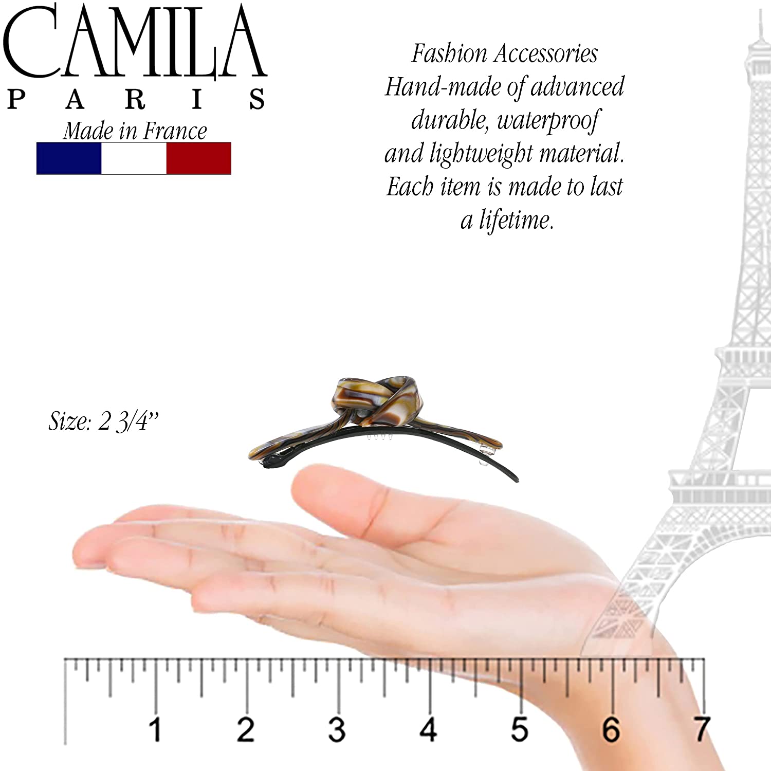 Camila Paris Metal-Free French barrette cellulose acetate handmade