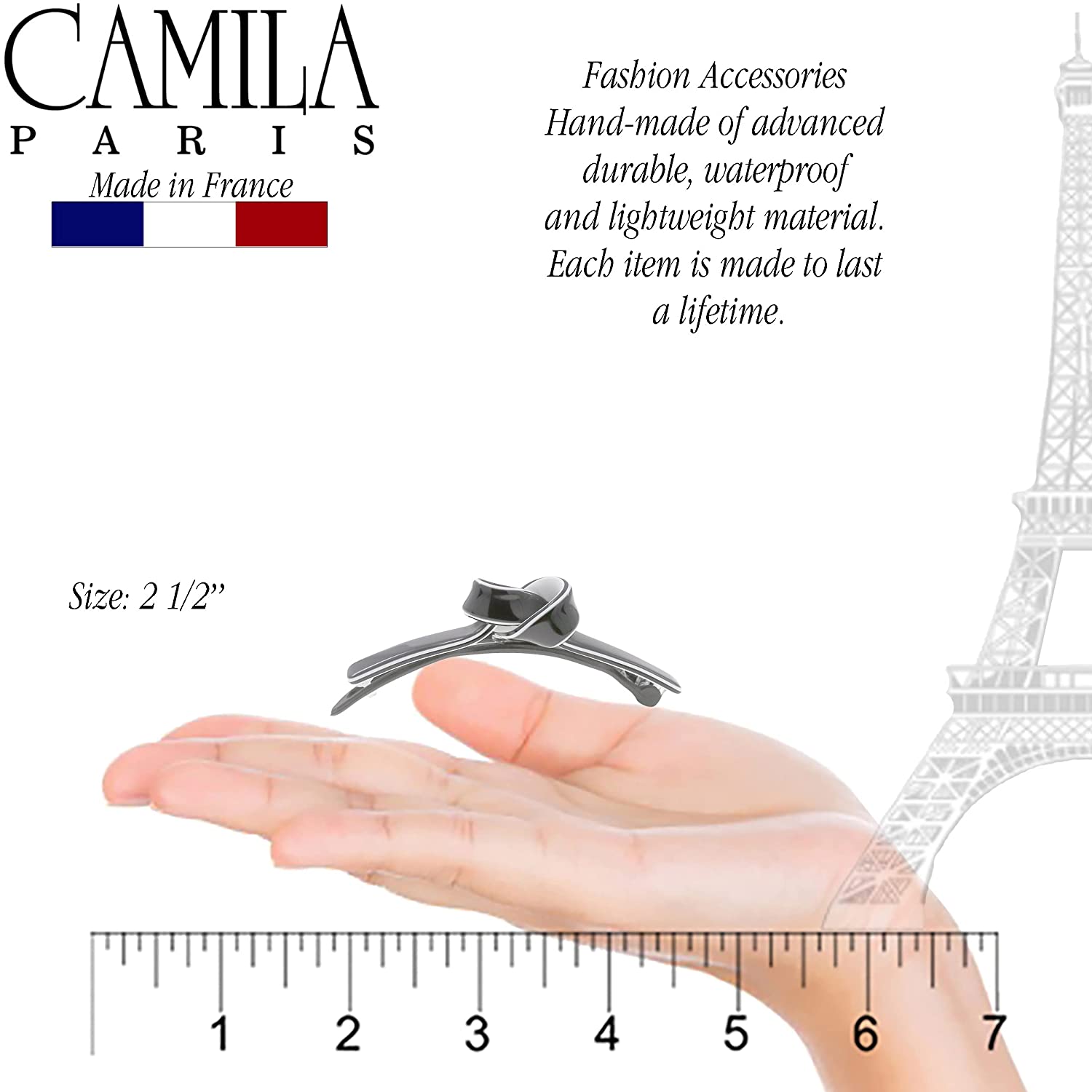 Camila Paris 4 Inch Metal-Free French barrette cellulose acetate handmade