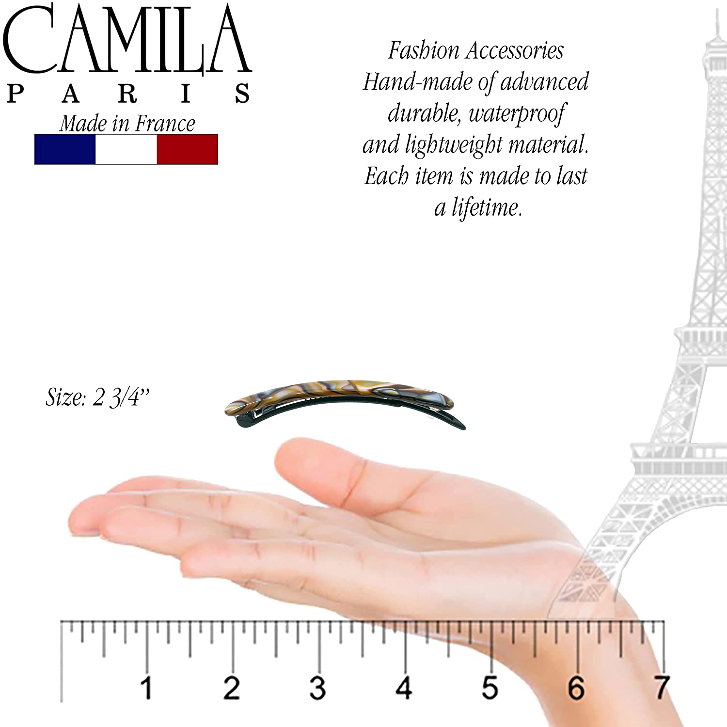 Camila Paris Metal-Free French barrette cellulose acetate