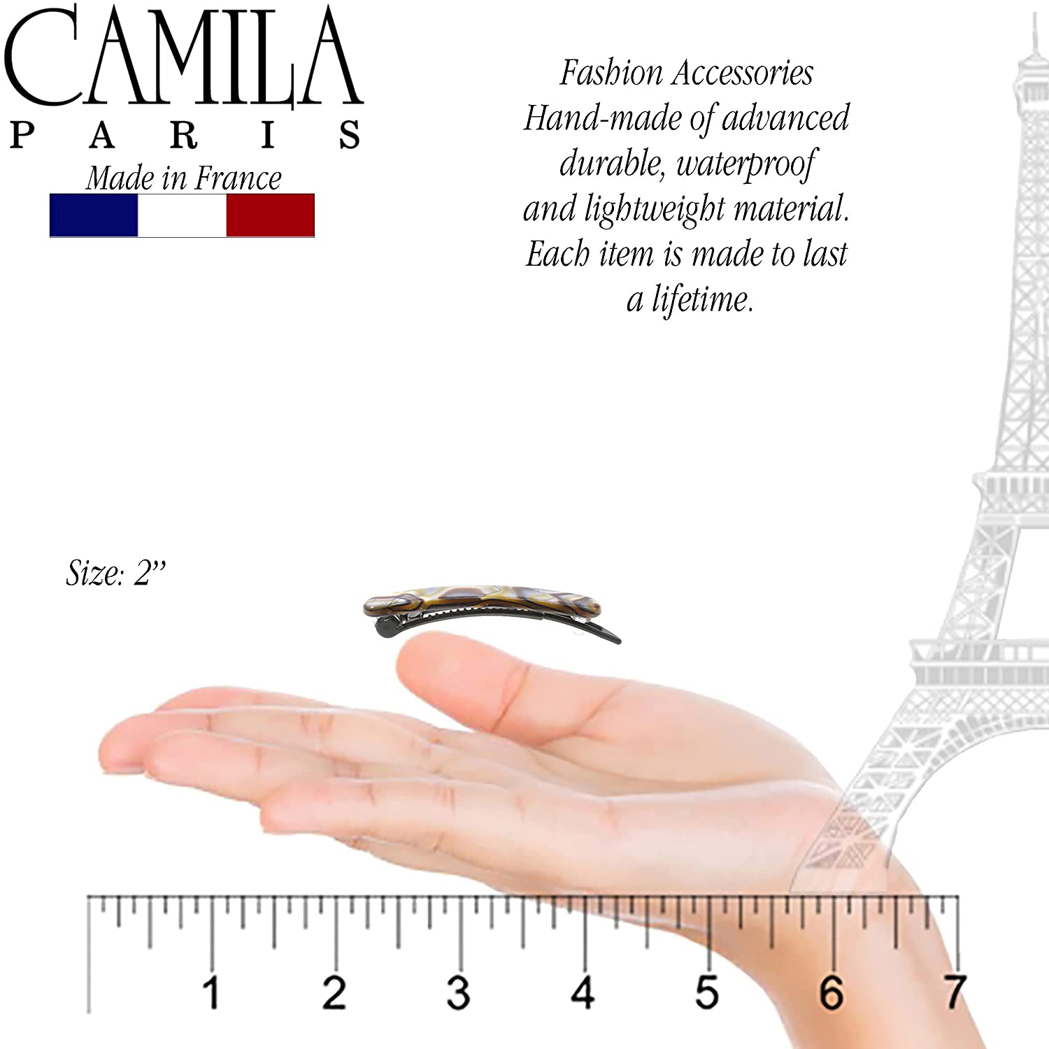 Camila Paris 2.5 Inch Metal-Free French barrette cellulose acetate
