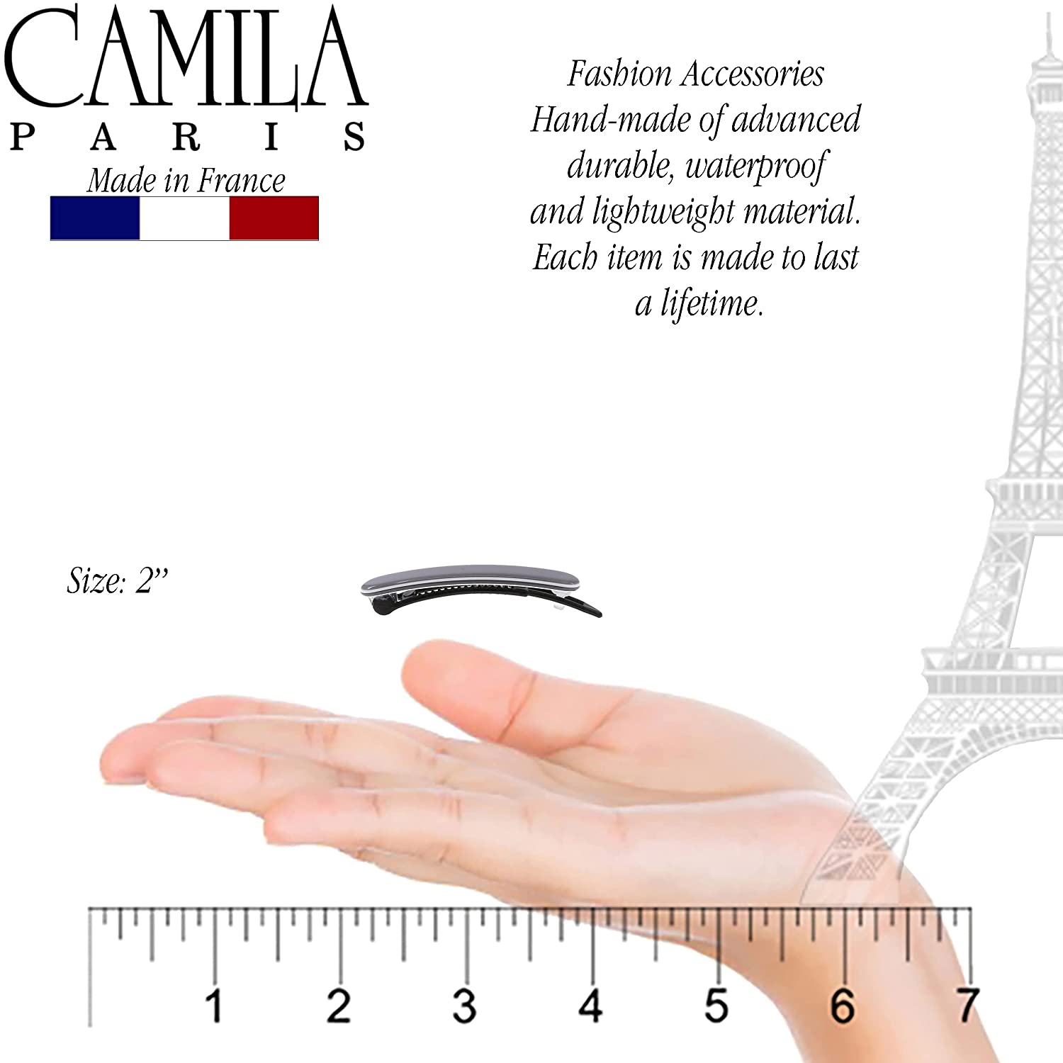 Camila Paris 2.5 Inch Metal-Free French barrette cellulose acetate