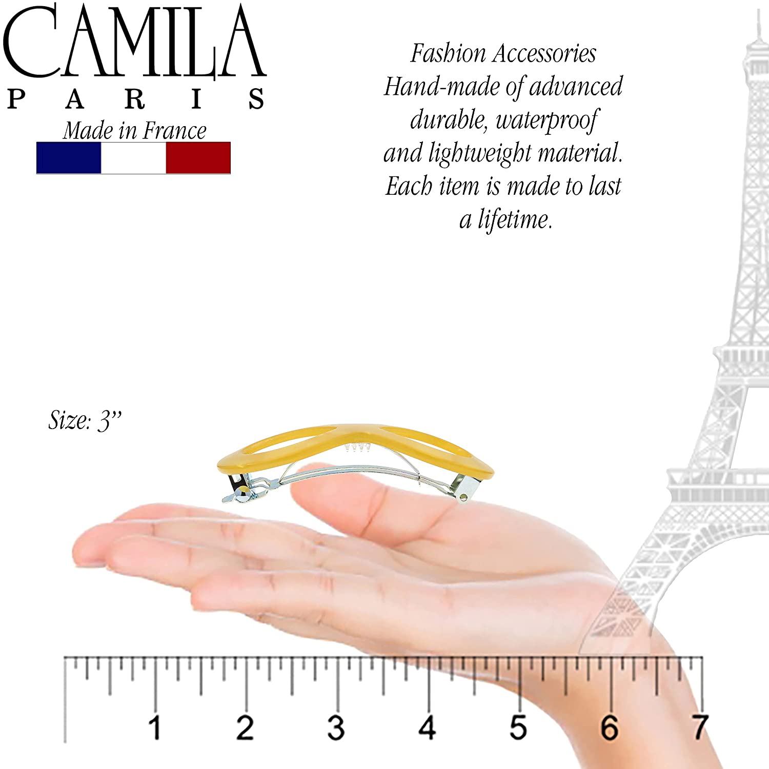 Camila Paris Blue French barrette cellulose acetate handmade