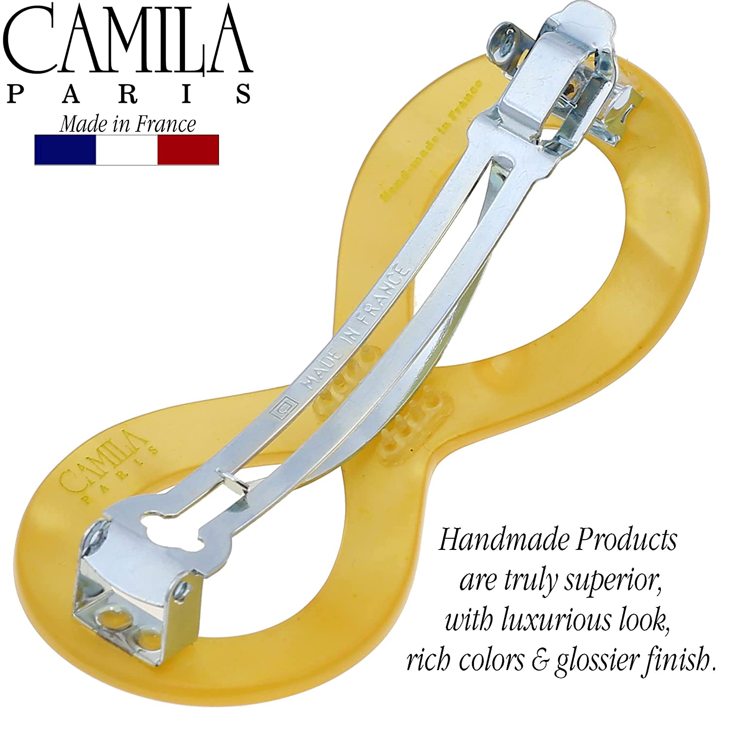Camila Paris Yellow French barrette cellulose acetate handmade