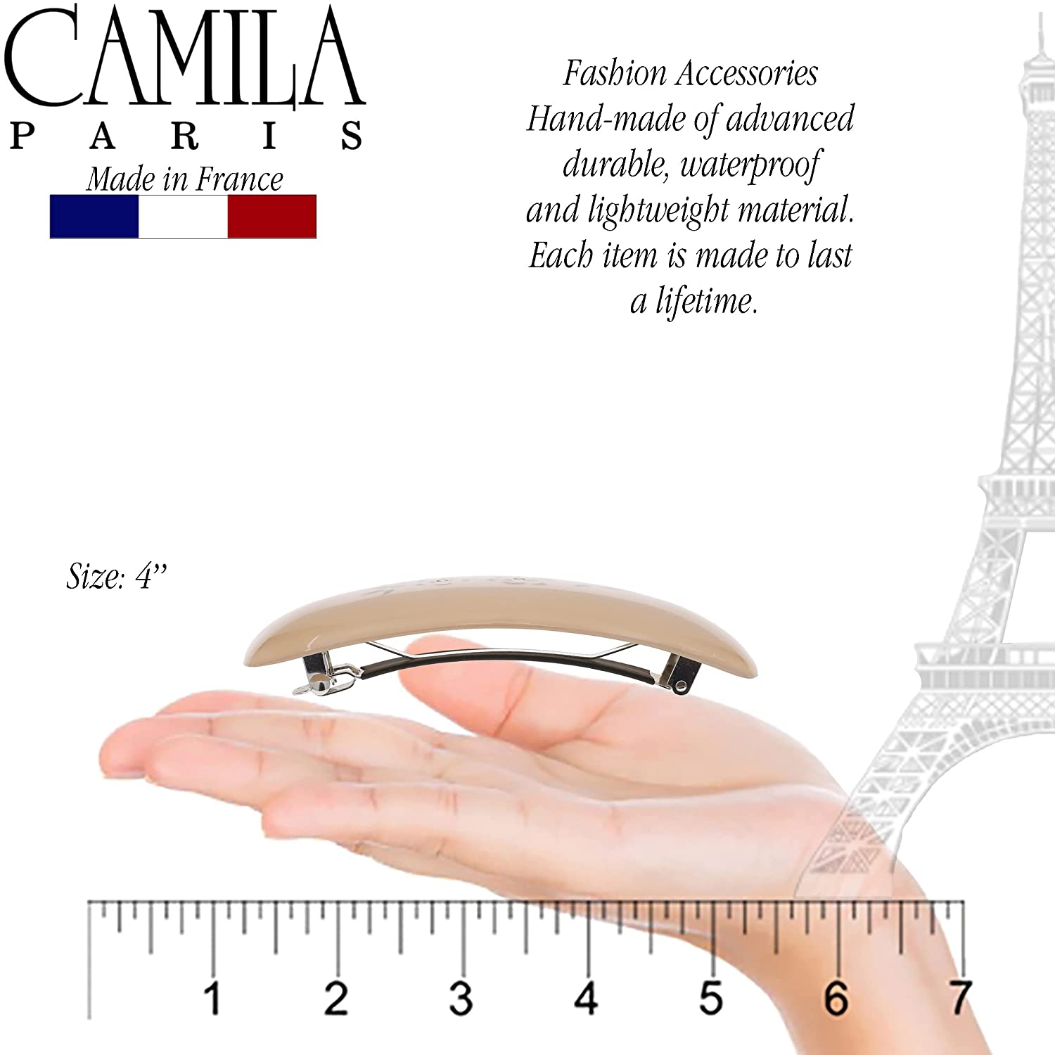 Camila Paris Gray French barrette cellulose acetate