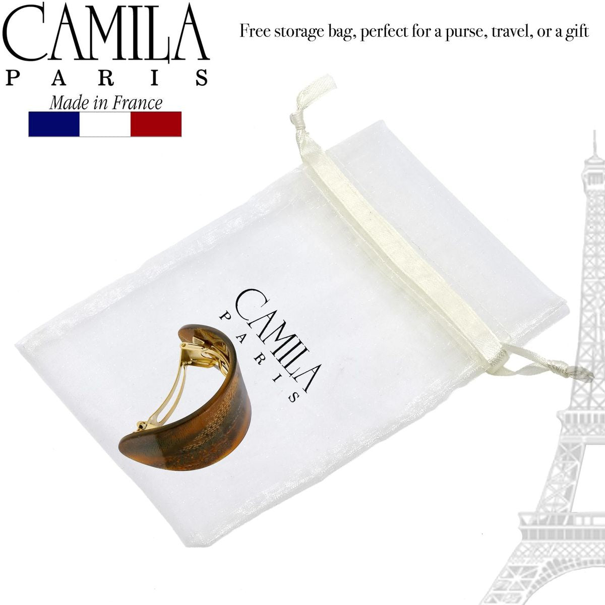 Camila Paris Green French barrette cellulose acetate