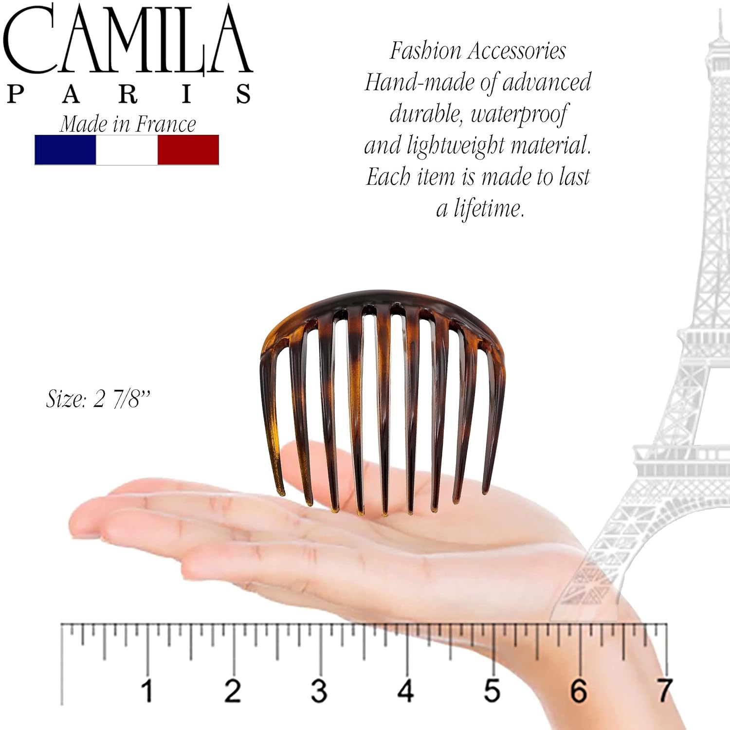Camila Paris Tokyo Detangling French side comb cellulose acetate