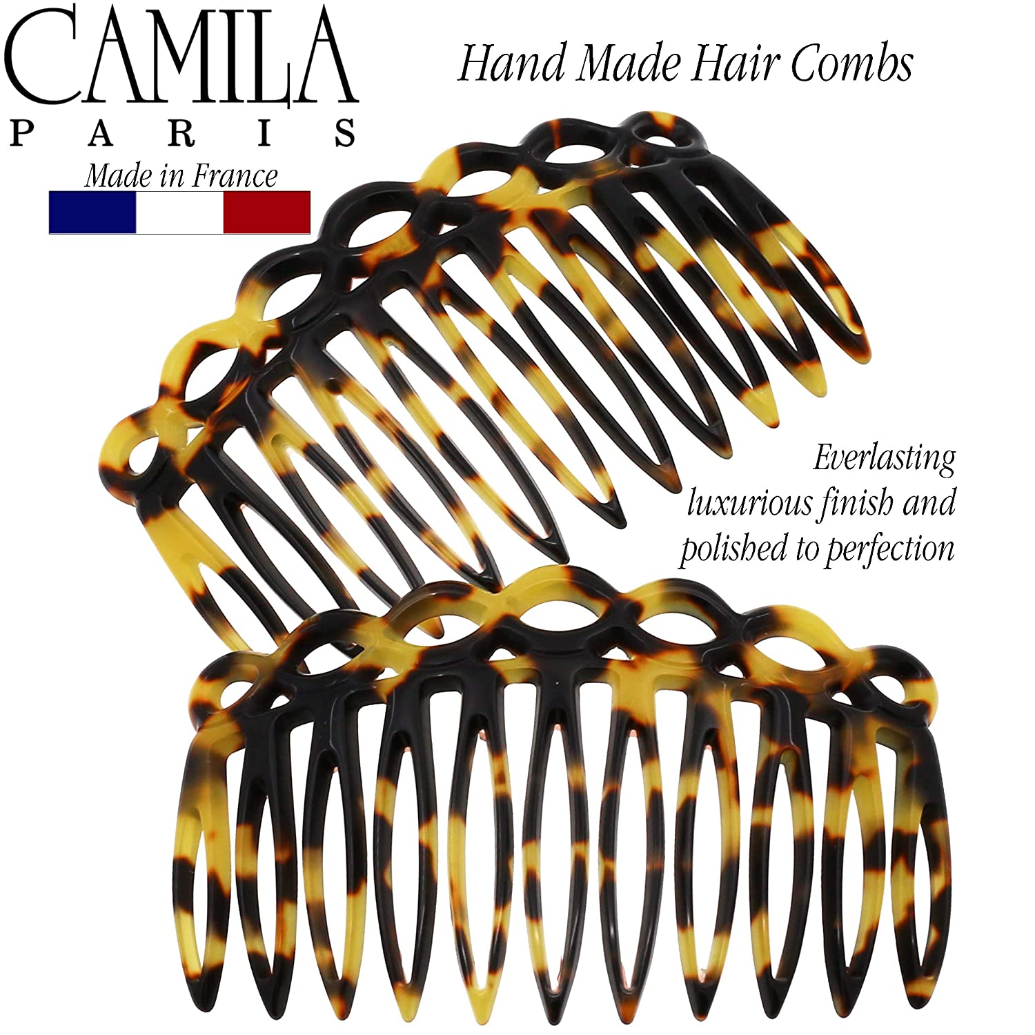 Camila Paris Detangling French side comb cellulose acetate handmade