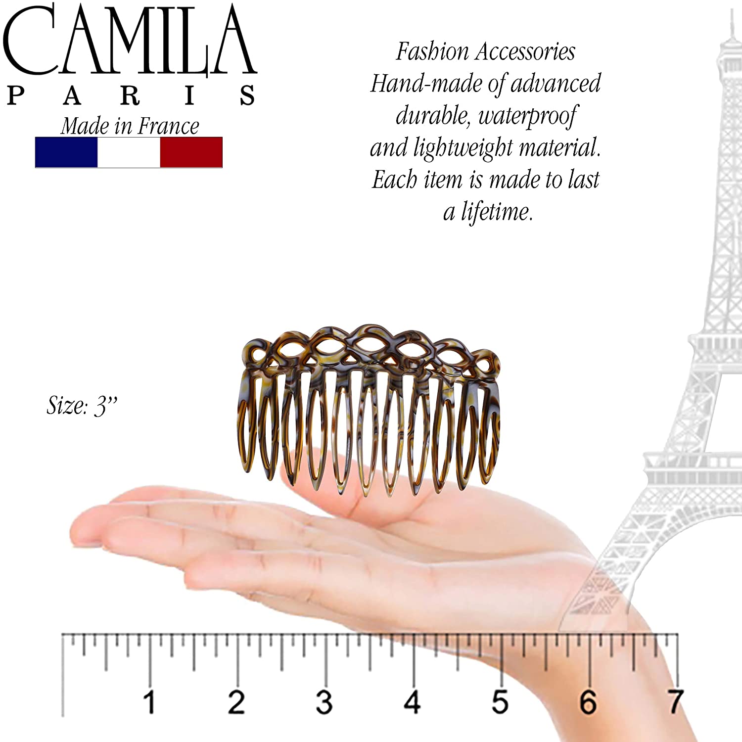 Camila Paris Detangling French side comb cellulose acetate handmade