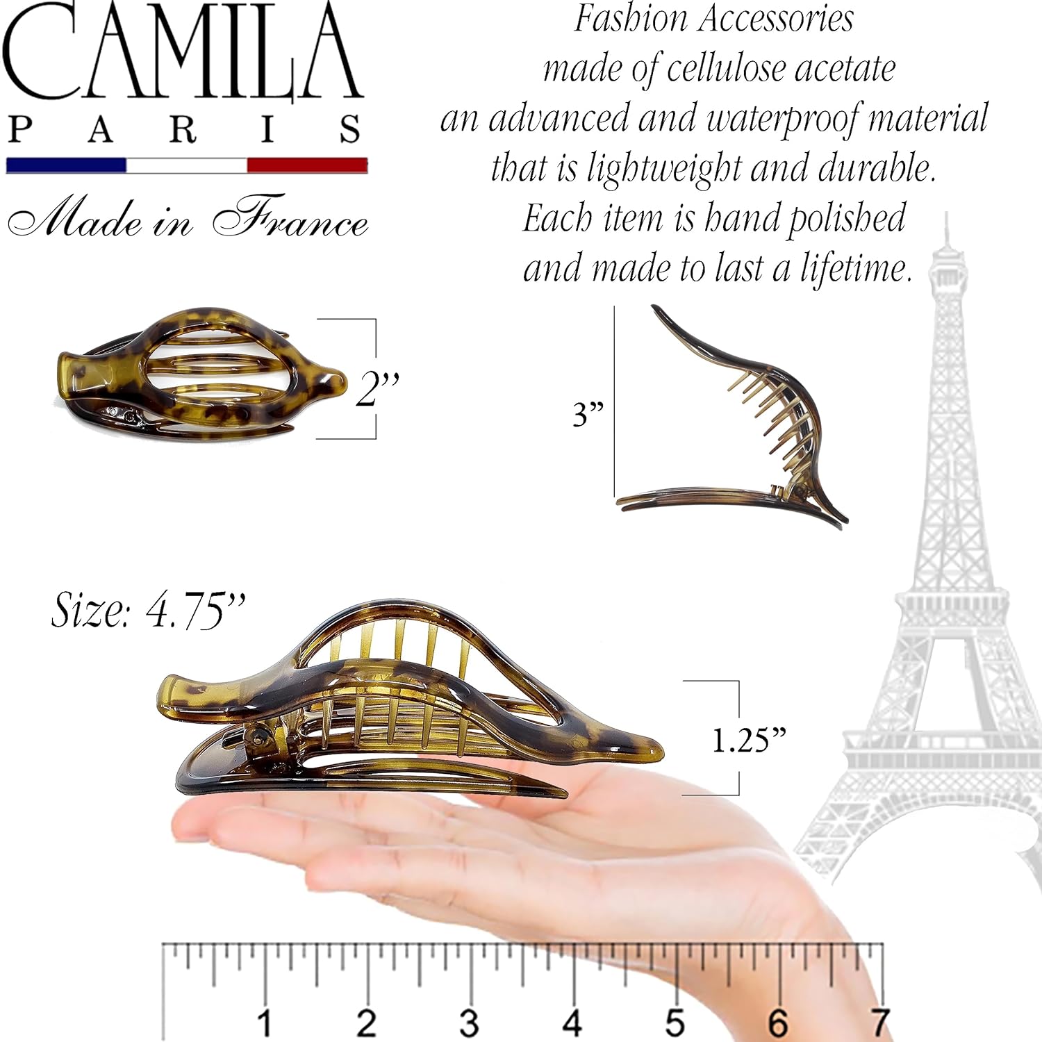 Camila Paris French hair clip cellulose acetate
