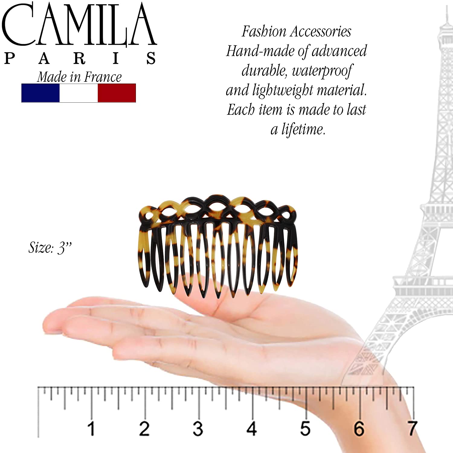 Camila Paris Detangling French side comb cellulose acetate handmade