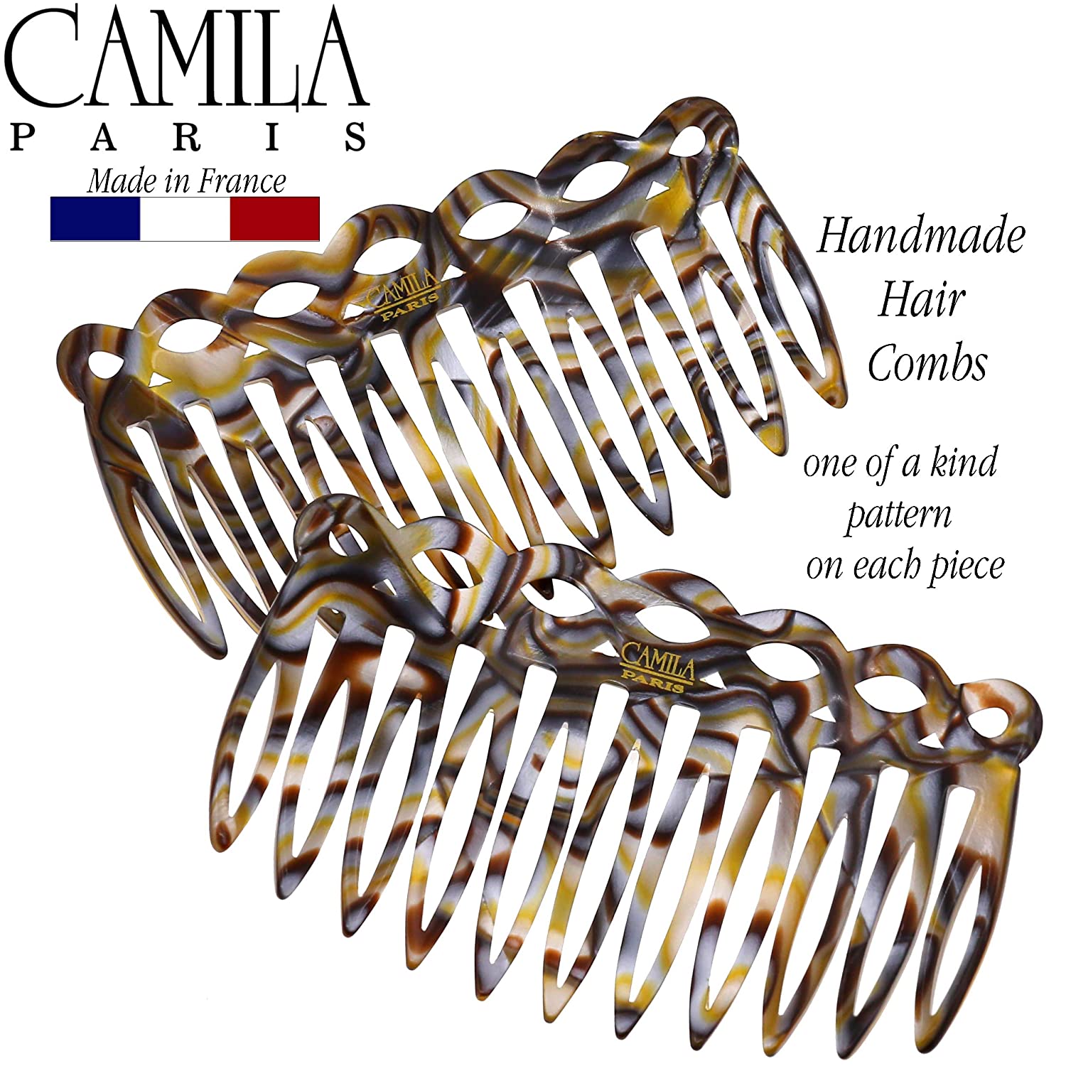 Camila Paris Detangling French side comb cellulose acetate handmade
