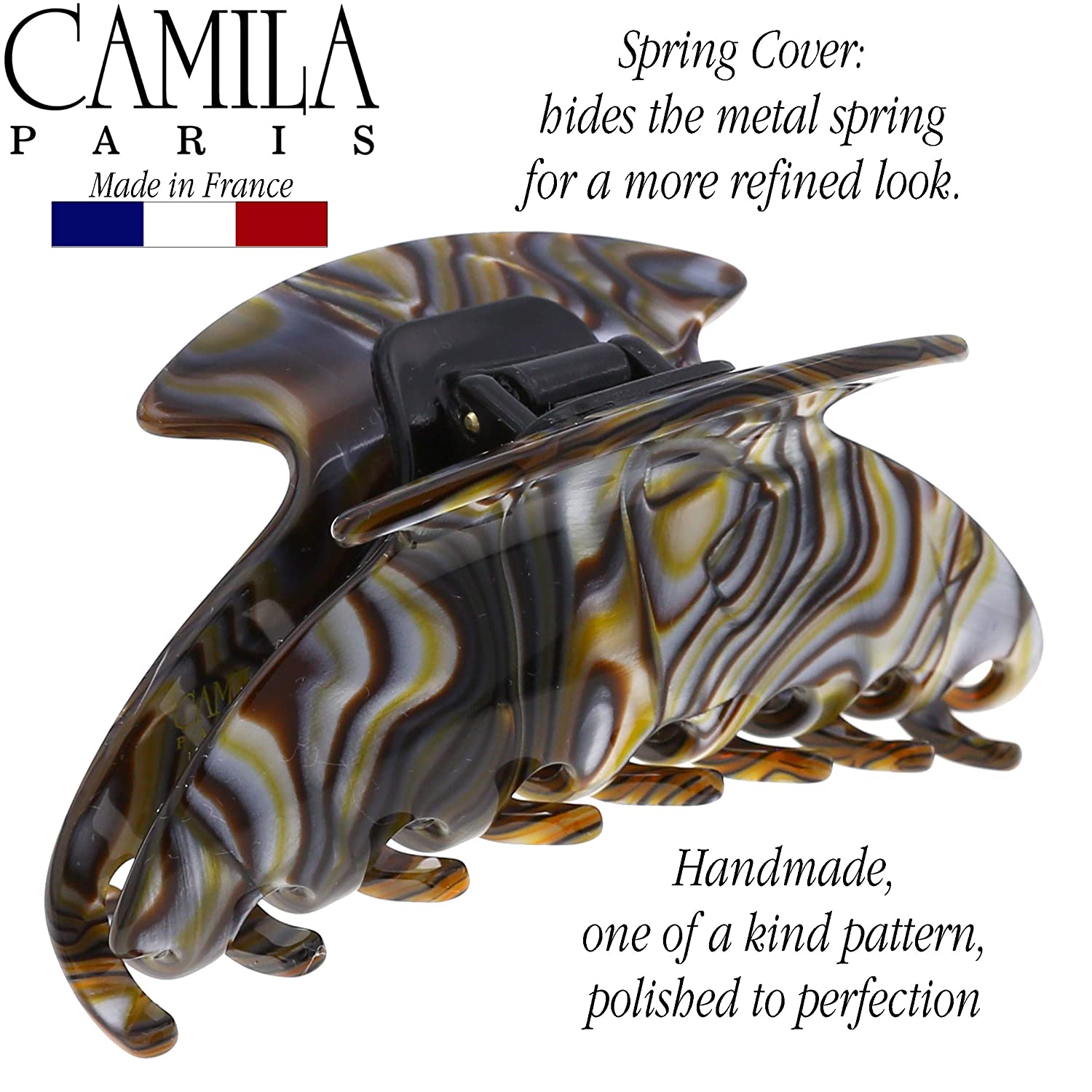 Camila Paris Spring Covered French hair clip cellulose acetate handmade