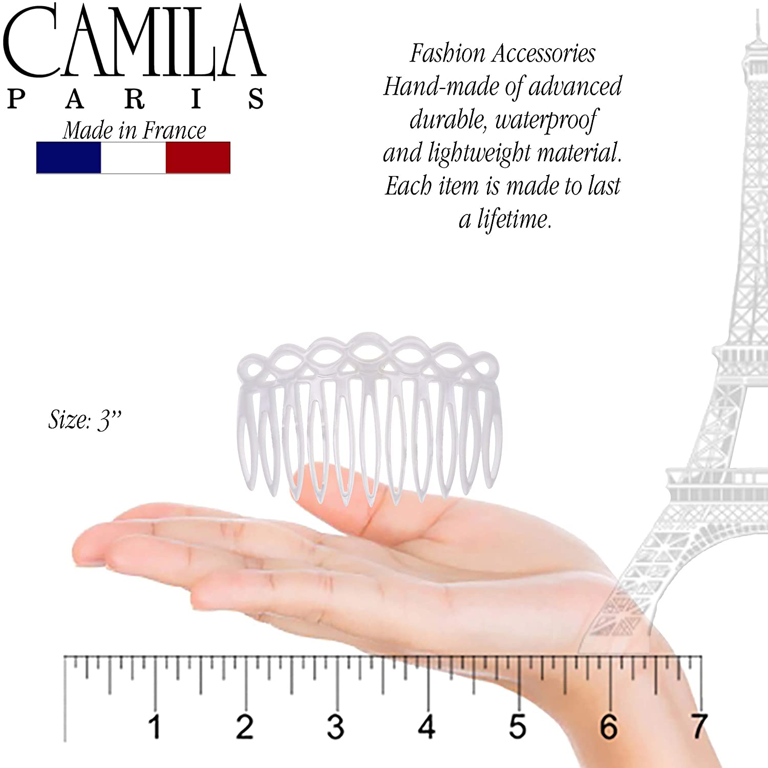 Camila Paris Onyx Detangling French side comb cellulose acetate handmade