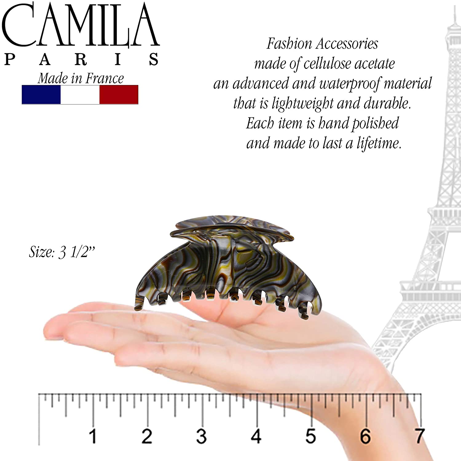 Camila Paris Spring Covered French hair clip cellulose acetate handmade
