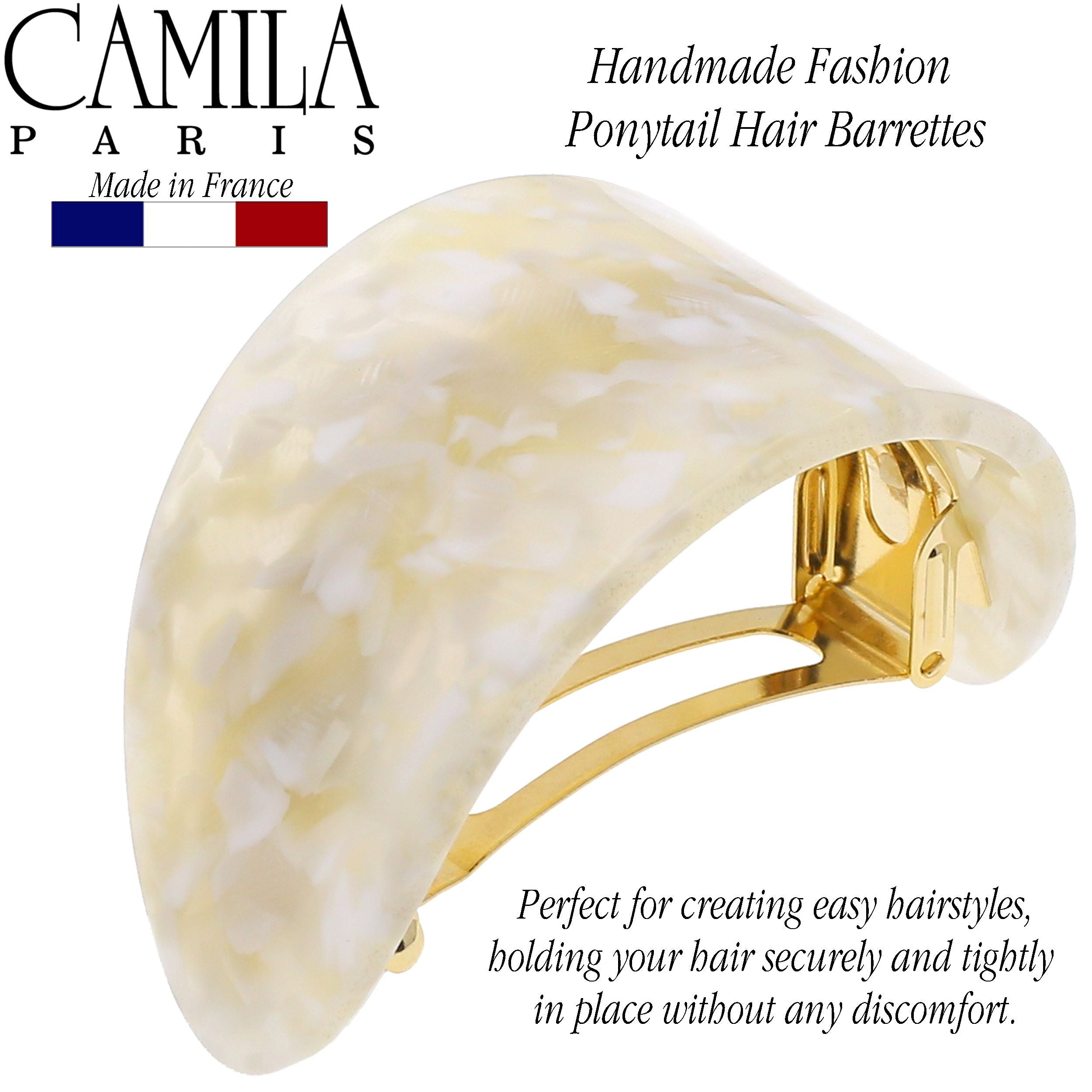 Camila Paris White/Gold French barrette cellulose acetate