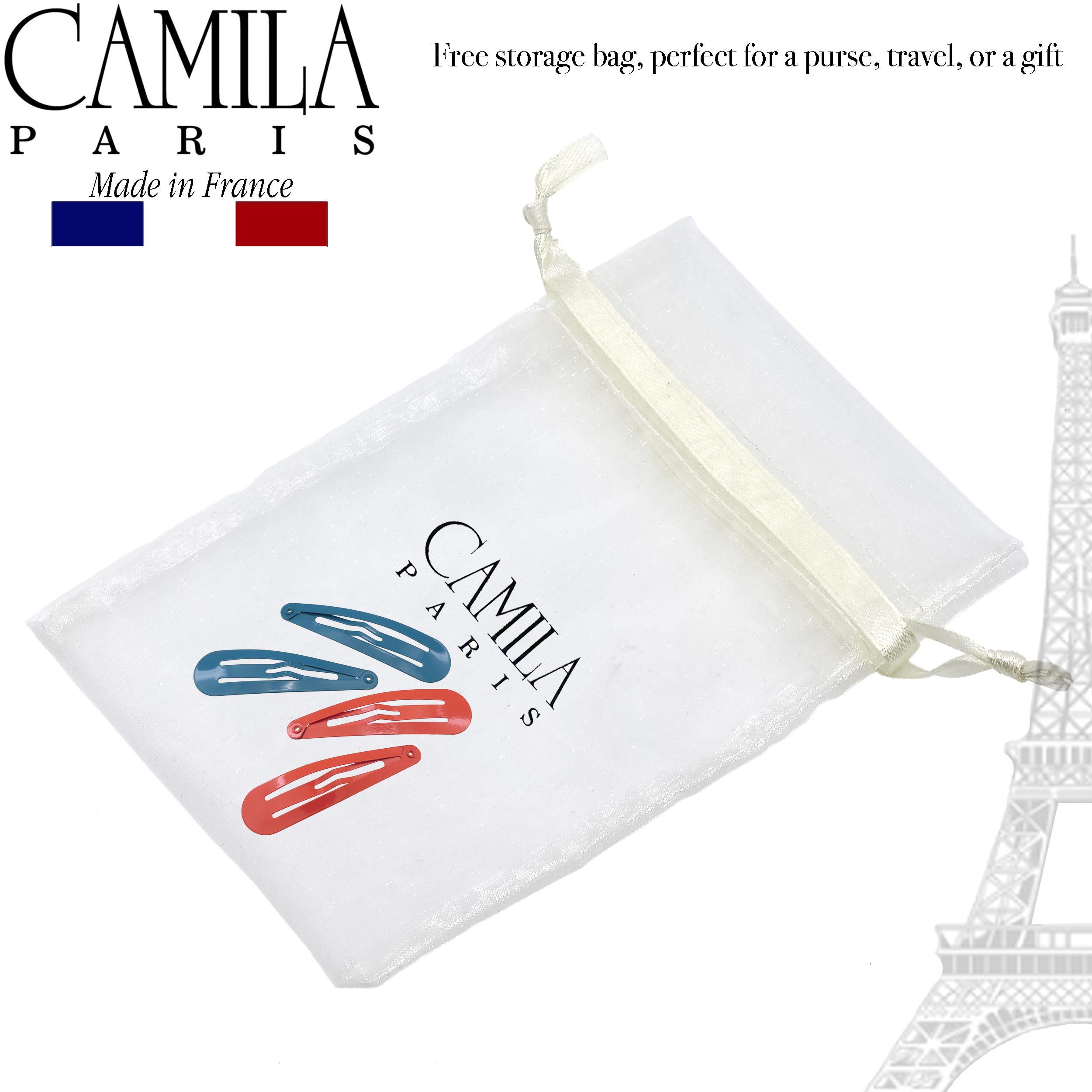 Camila Paris Metallic Blue & Red French barrette cellulose acetate