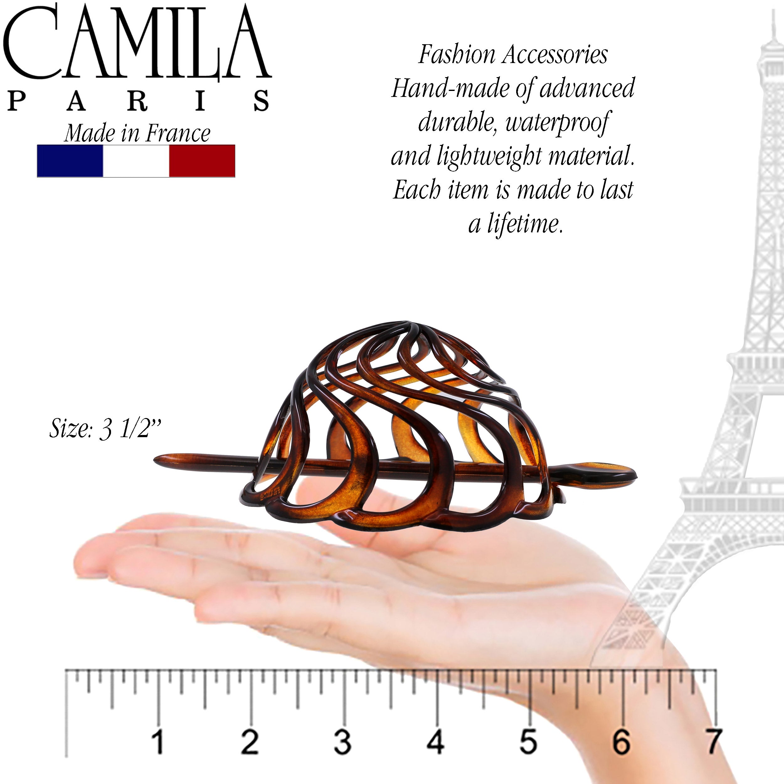 Camila Paris Black French bun holder cellulose acetate
