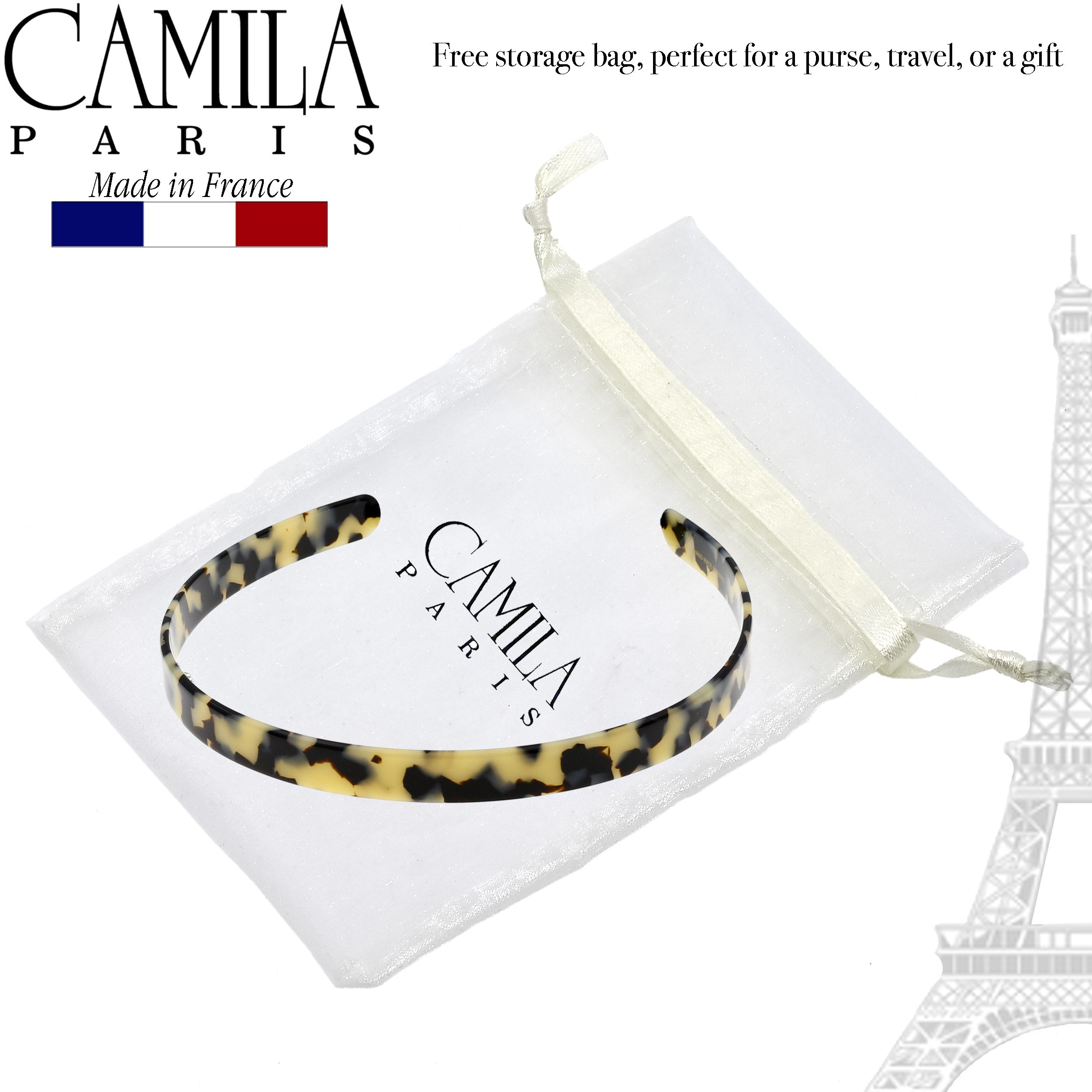 Camila Paris Onyx 0.5 inch Classic Flat French headband cellulose acetate