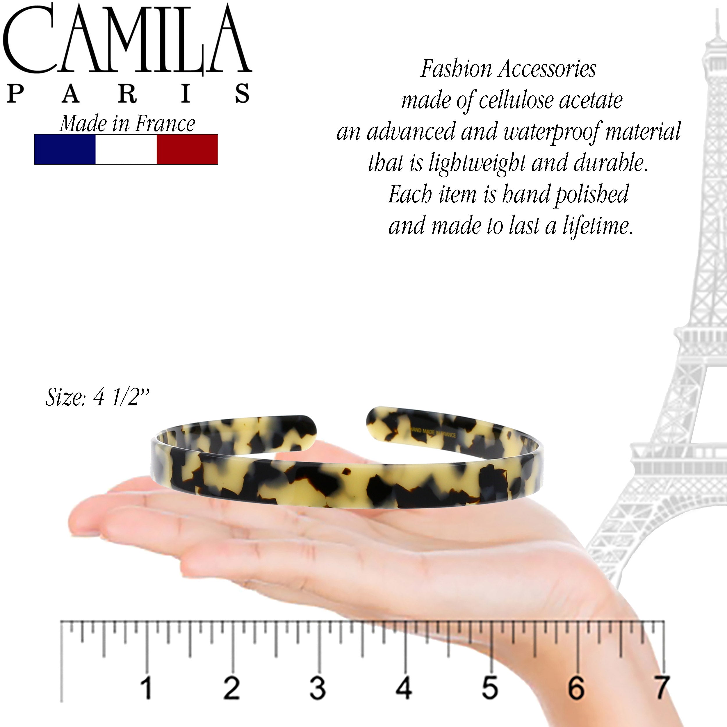 Camila Paris White 0.5 inch Classic Flat French headband cellulose acetate