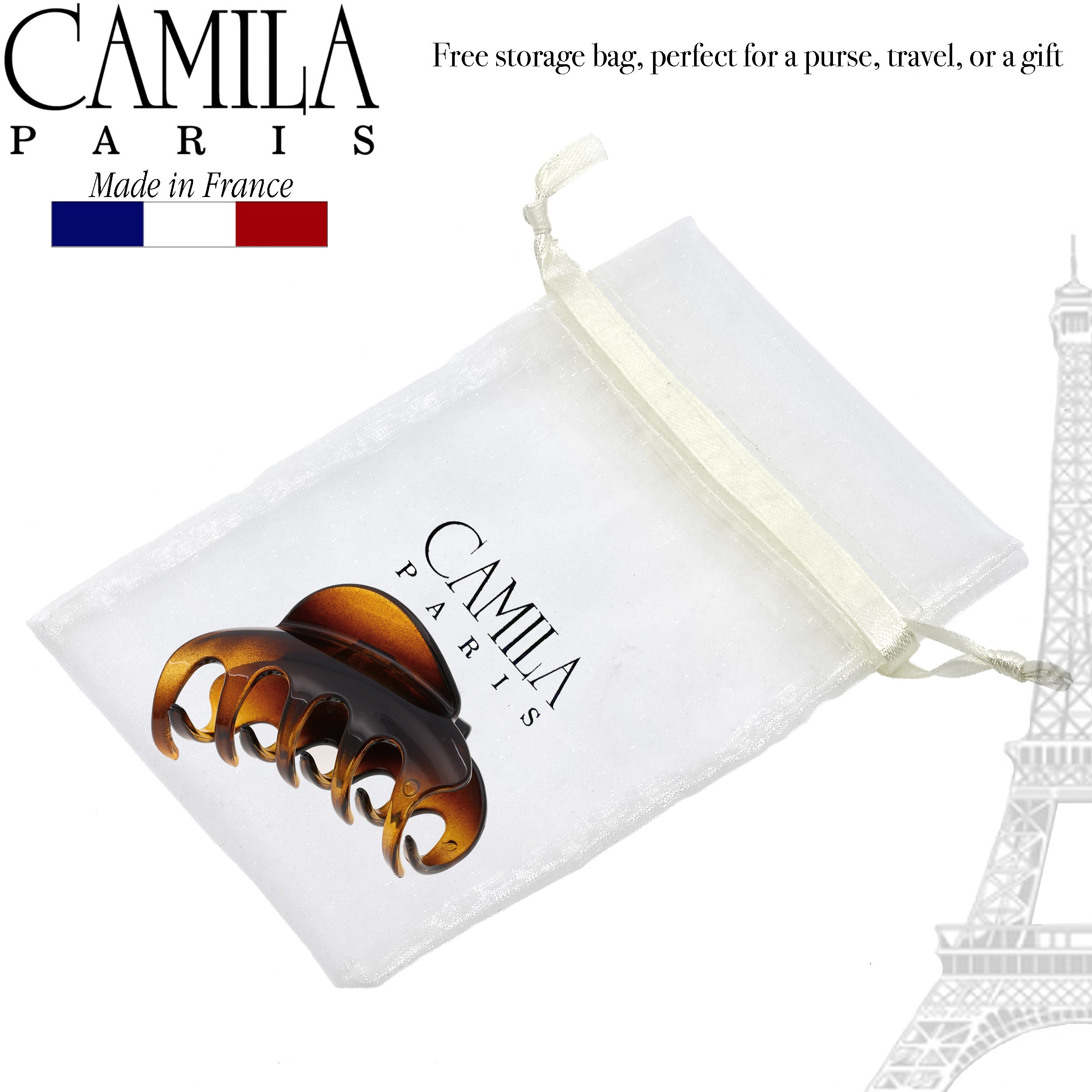Camila Paris Black Spring Covered French hair clip cellulose acetate