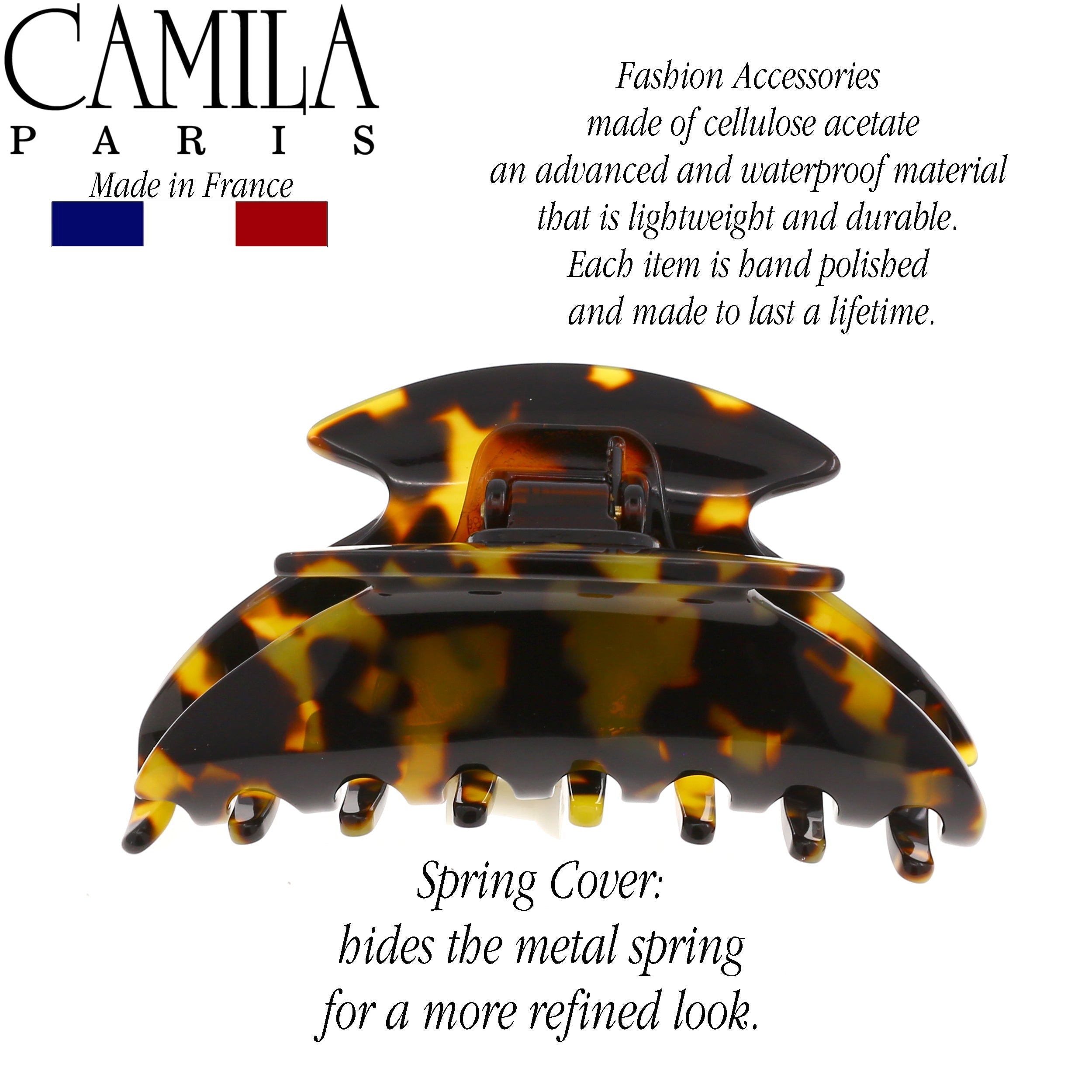 Camila Paris Spring Covered French hair clip cellulose acetate handmade