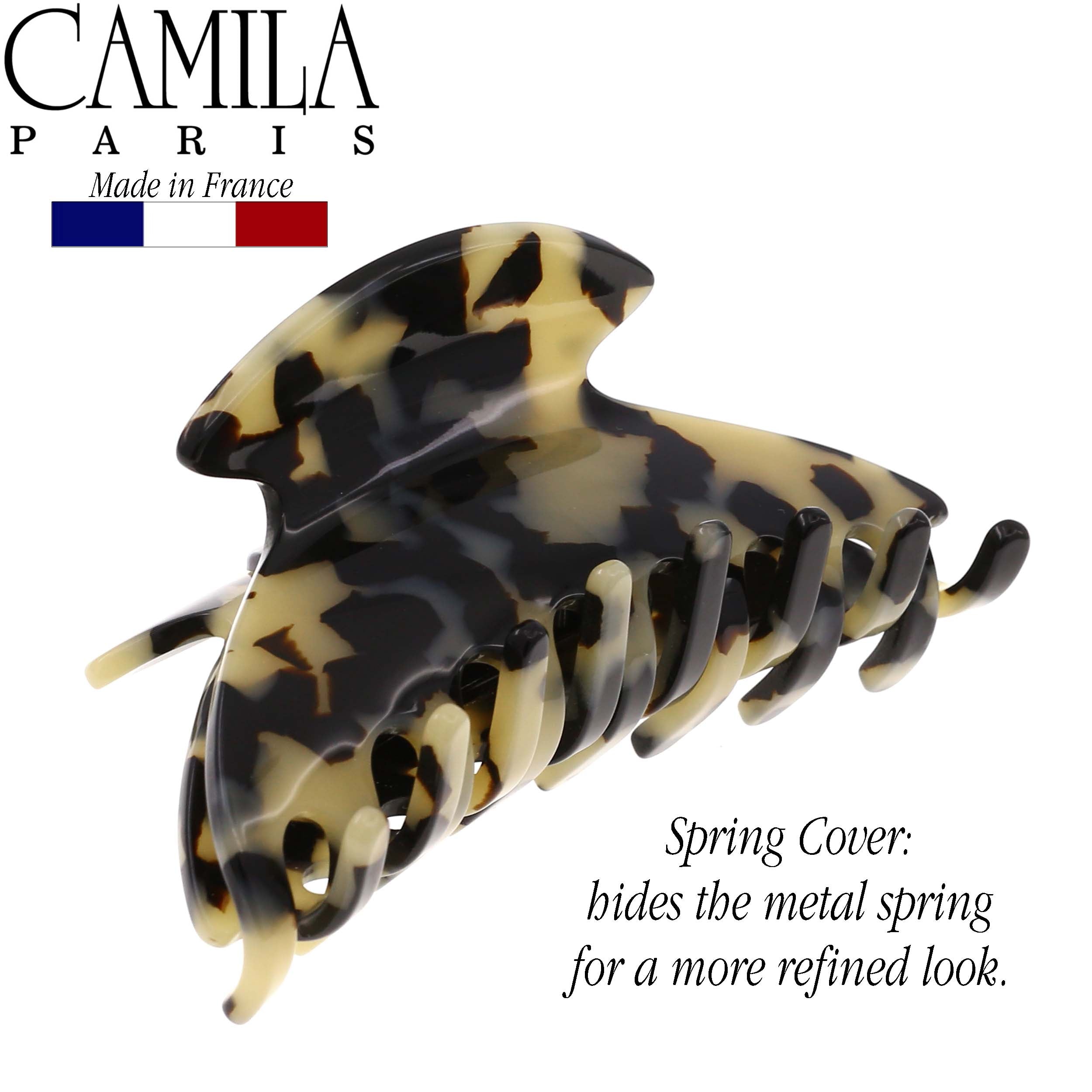 Camila Paris 2.75 Inch Spring Covered French hair clip cellulose acetate handmade