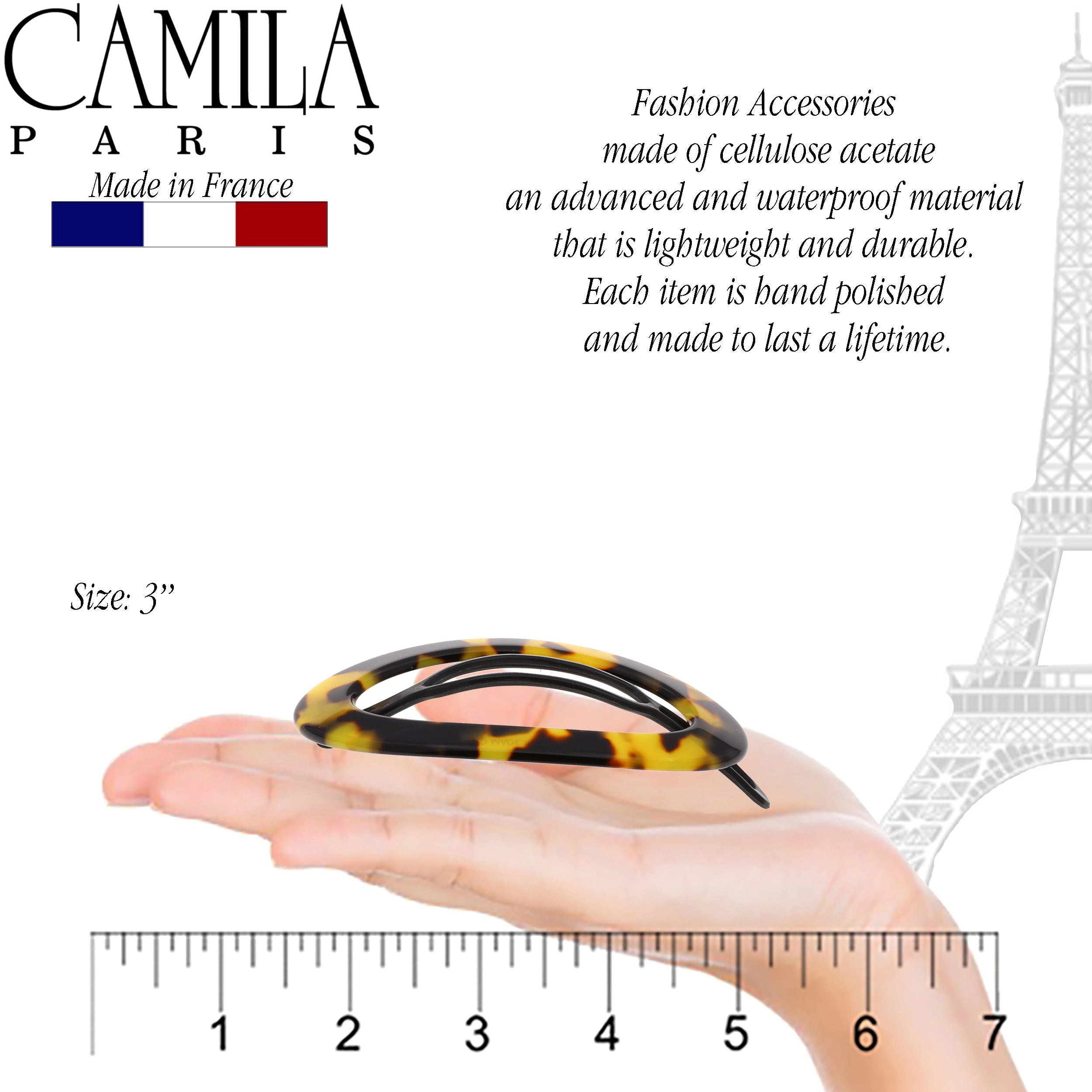 Camila Paris Metal-Free French barrette cellulose acetate handmade