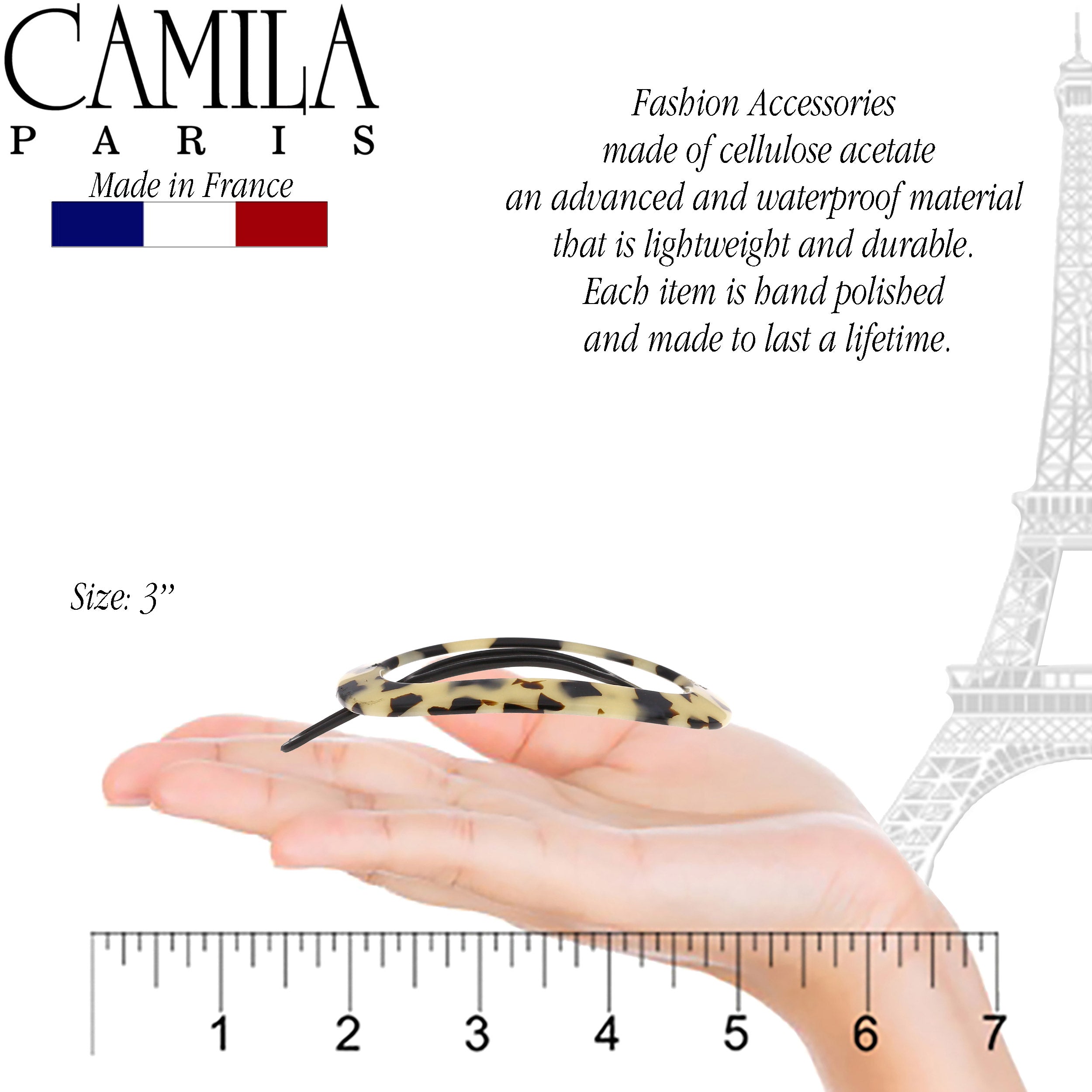 Camila Paris Metal-Free French barrette cellulose acetate handmade
