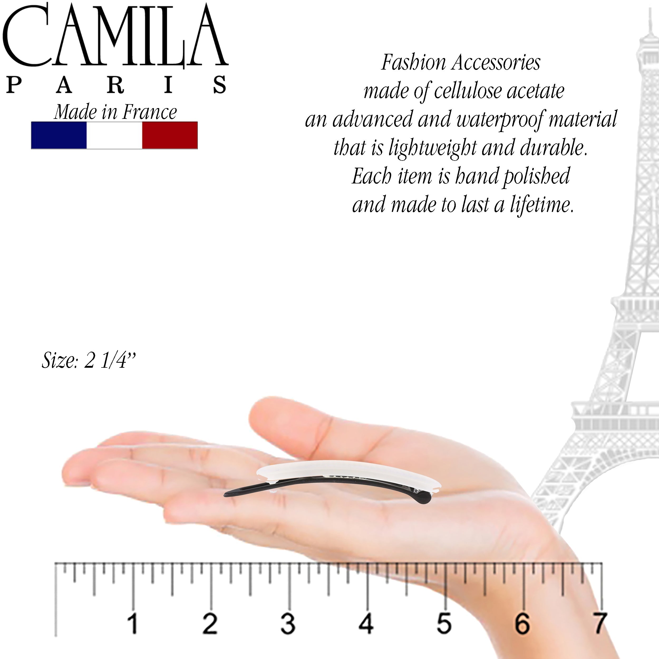 Camila Paris Metal-Free French barrette cellulose acetate handmade