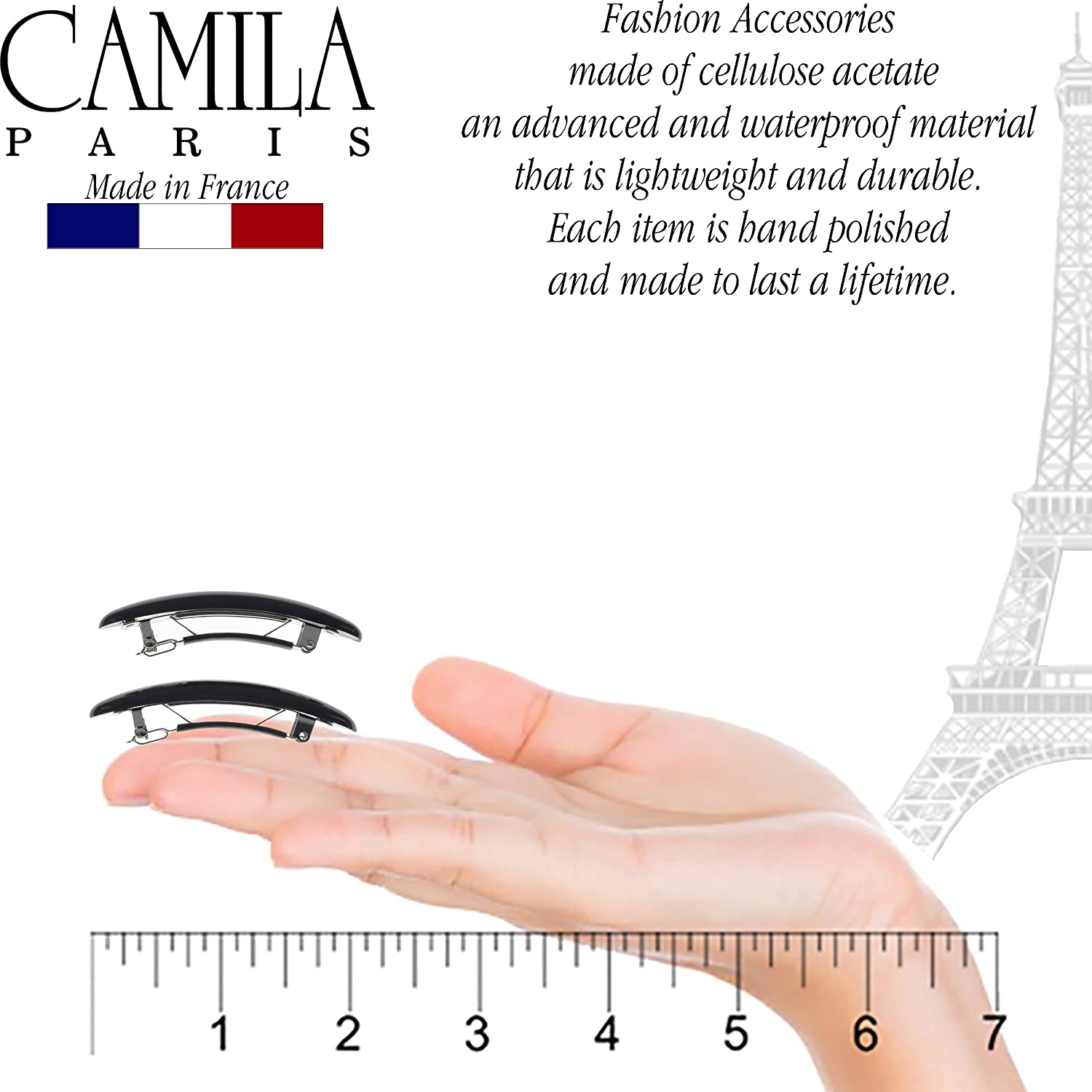 Camila Paris Blue/Black French barrette cellulose acetate