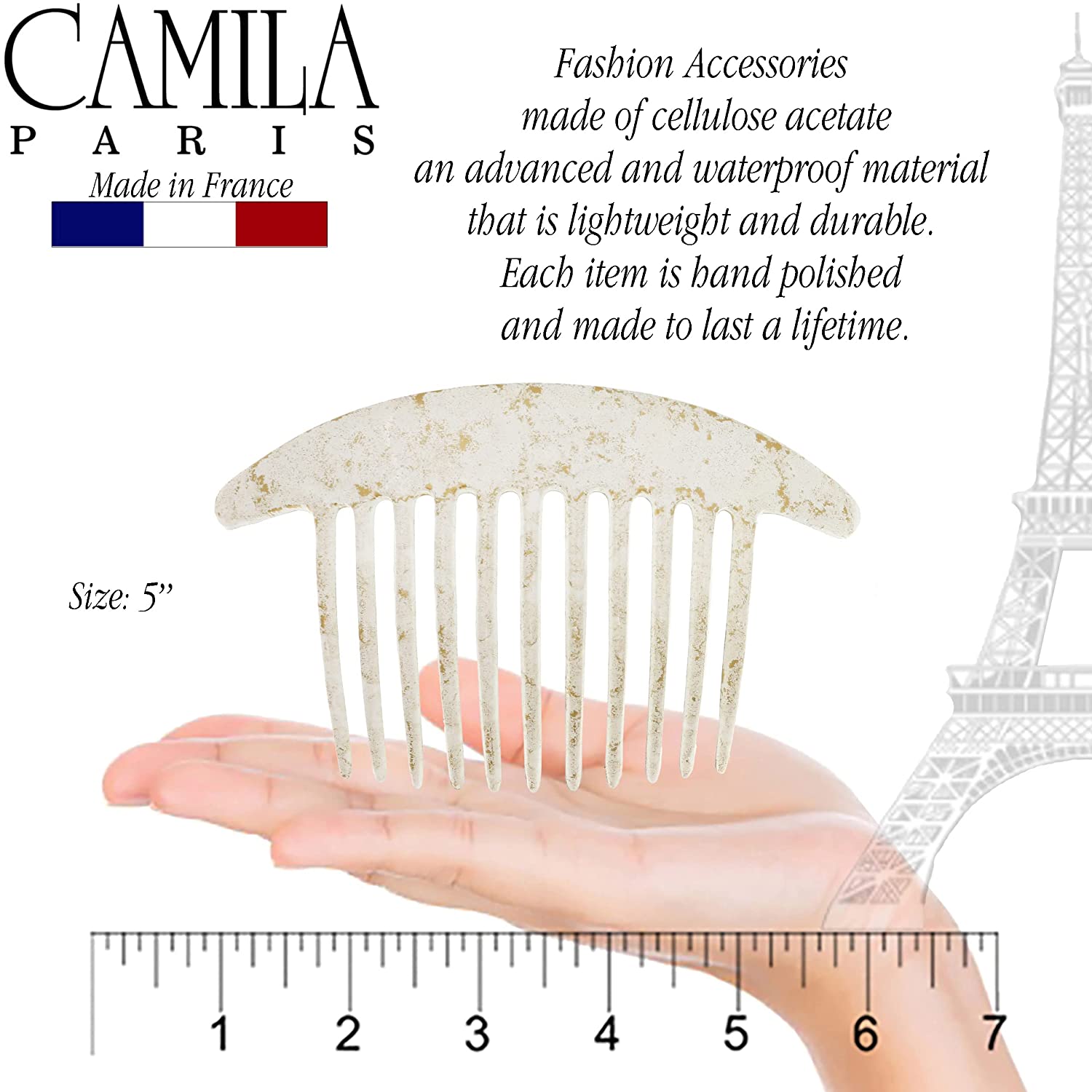 Camila Paris Detangling French side comb cellulose acetate