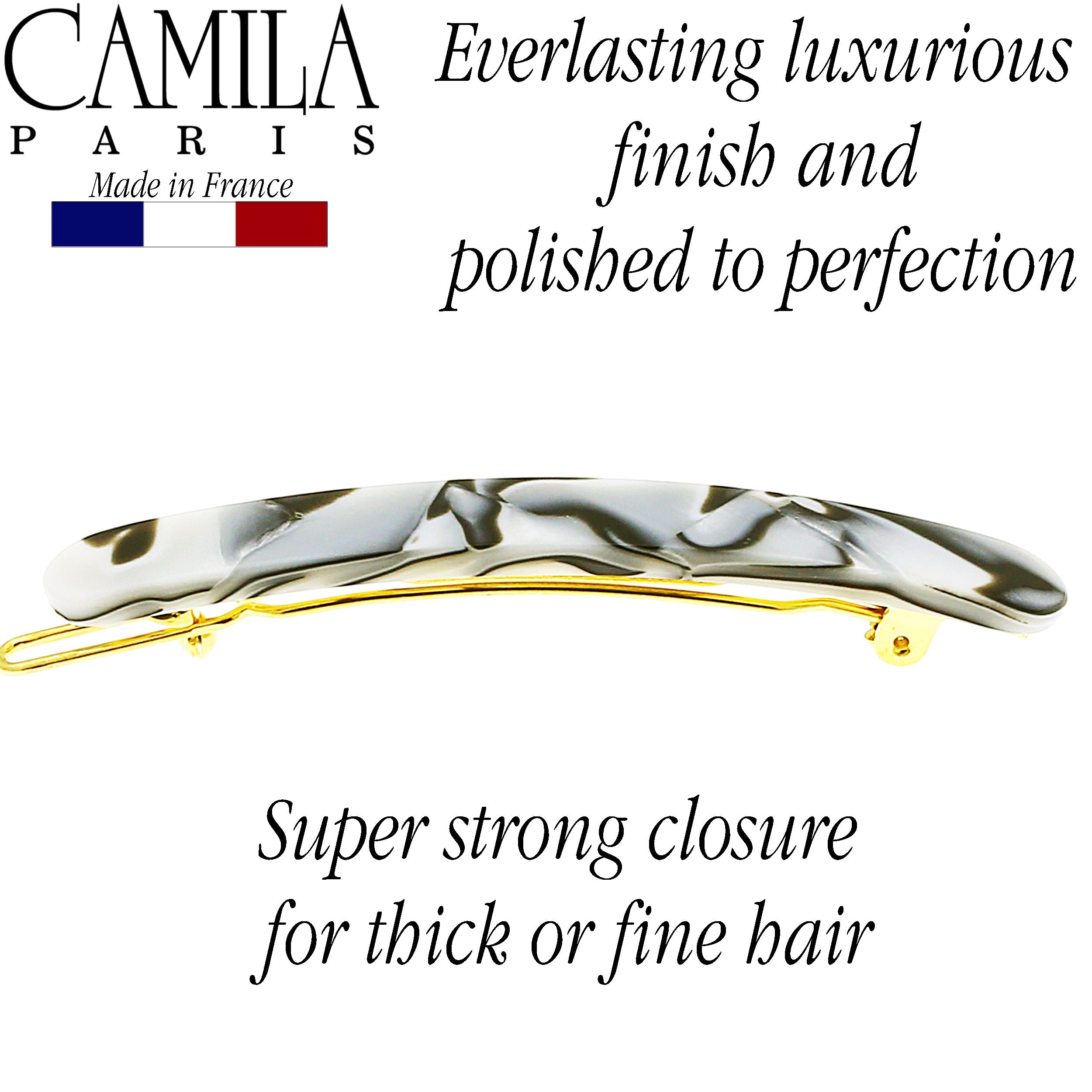 Camila Paris Grey French barrette cellulose acetate