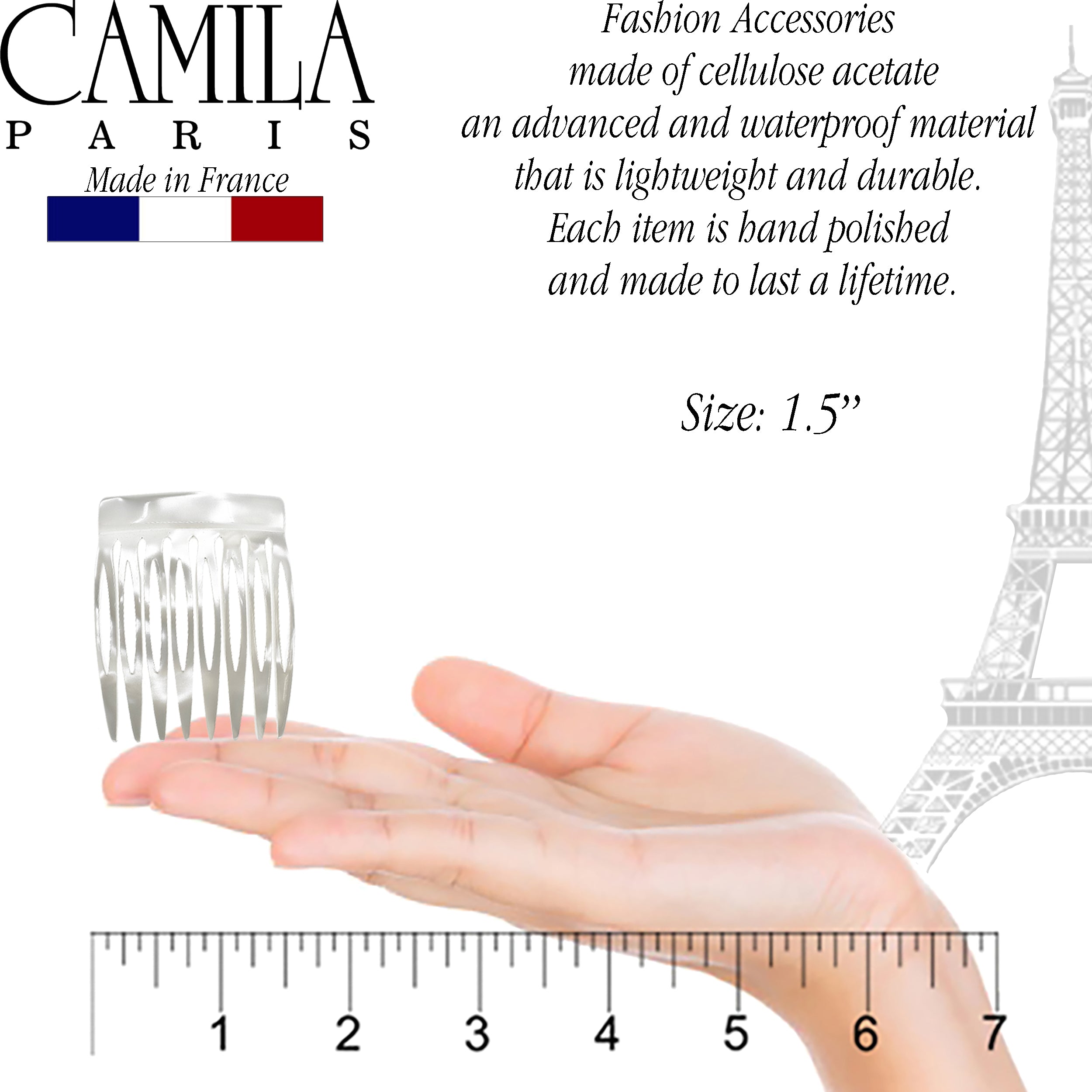 Camila Paris Detangling French side comb cellulose acetate handmade
