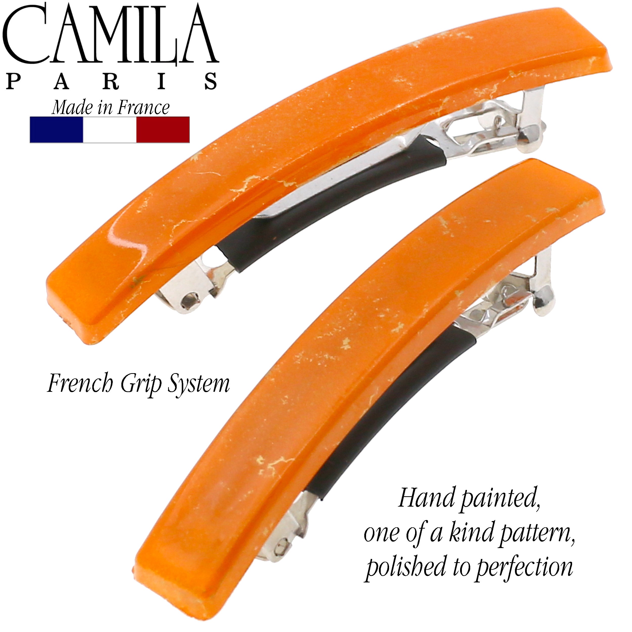 Camila Paris Blue Crackle French barrette cellulose acetate
