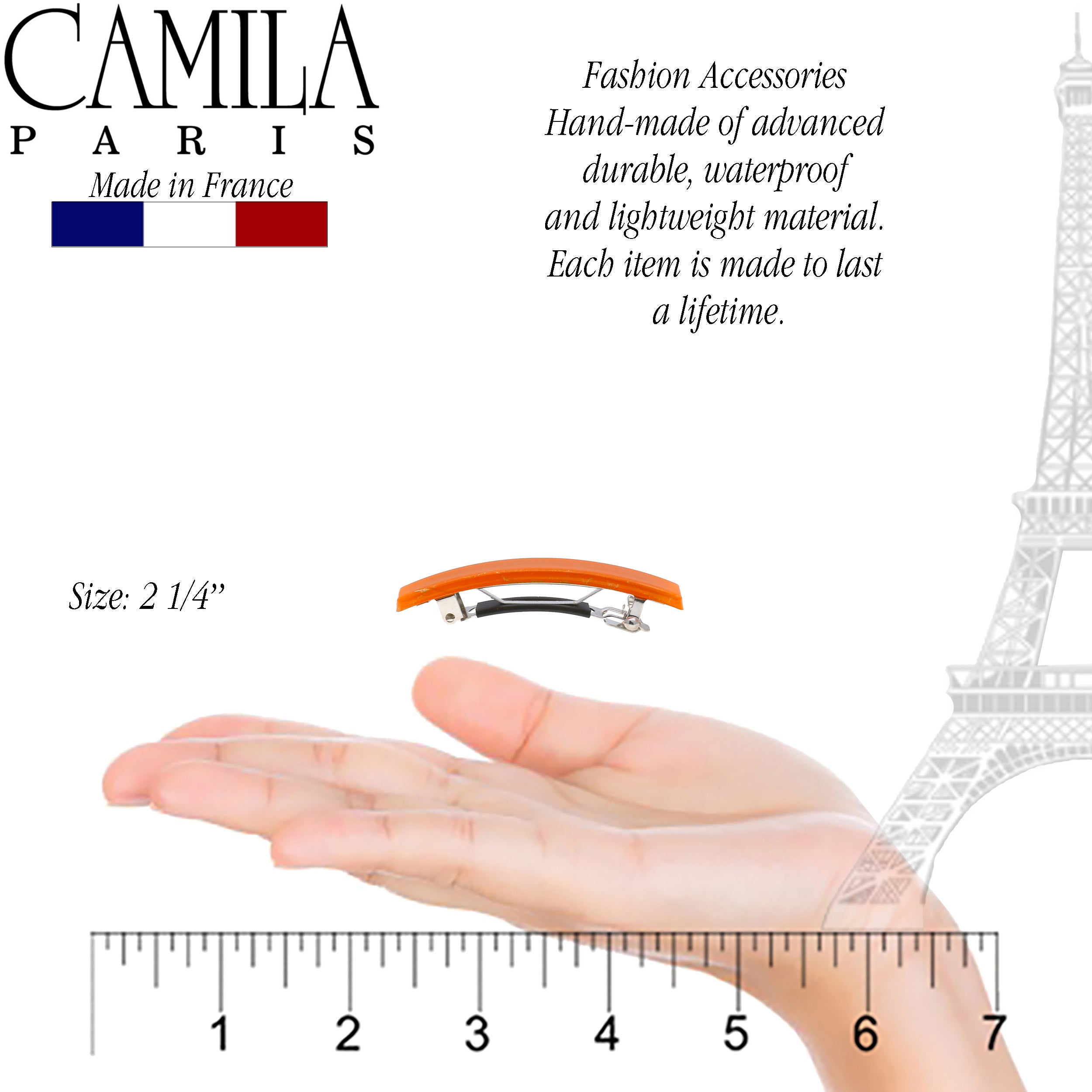 Camila Paris Gray French barrette cellulose acetate