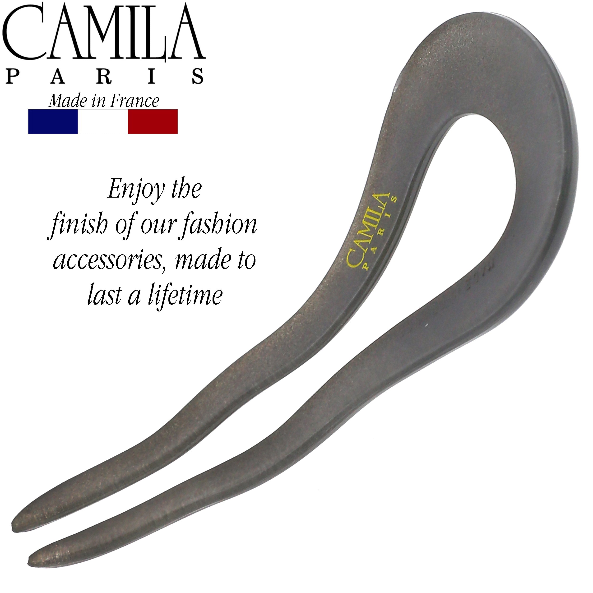 Camila Paris Gray French hair stick cellulose acetate